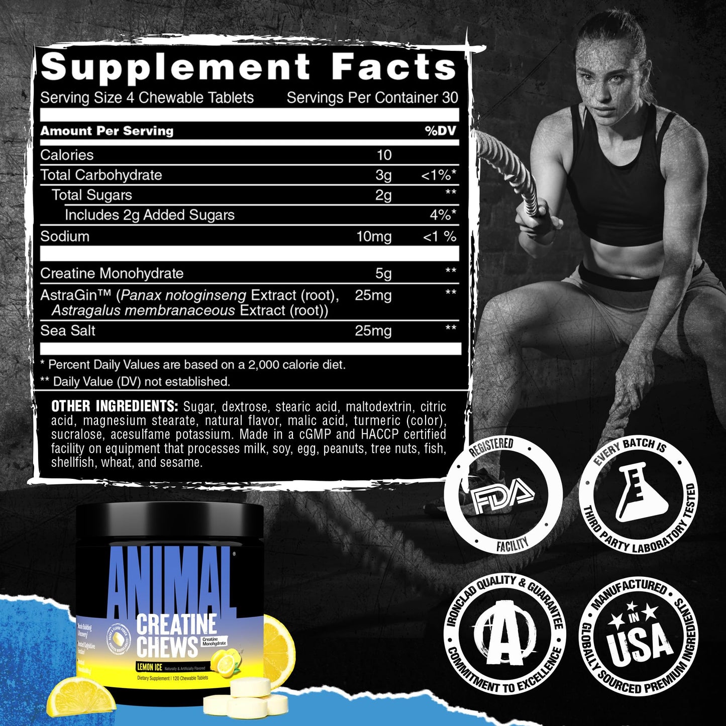 Animal Creatine Chews Tablets, Chewable, 120 Count