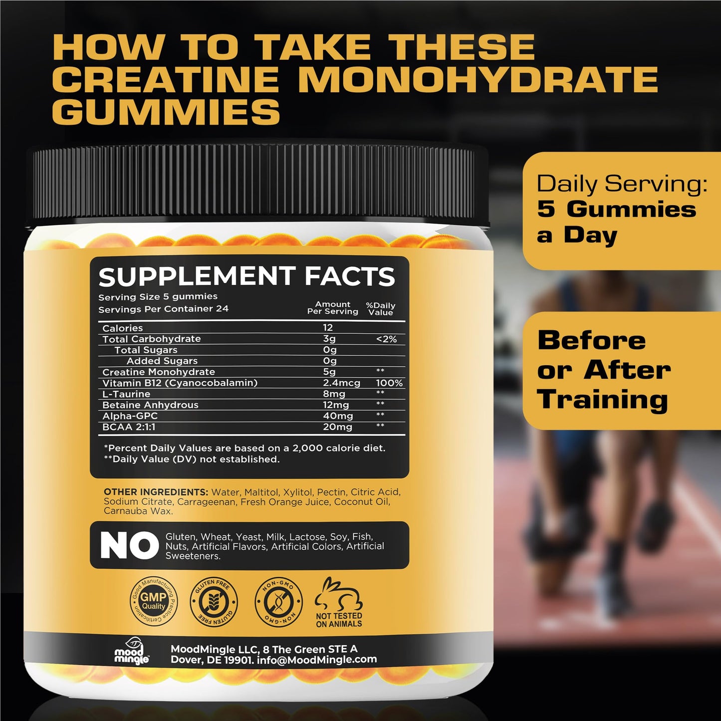 Mood Mingle Creatine Monohydrate Gummies 5g, 120 Gummies