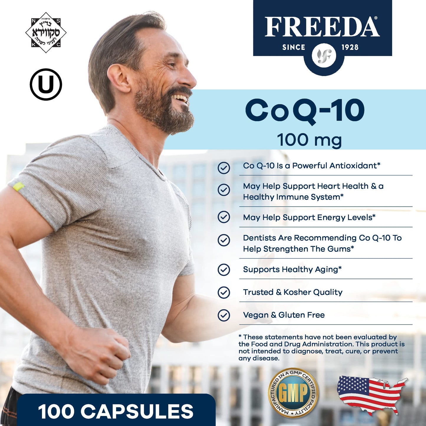 FREEDA CoQ10 100mg Capsules, 100 Count