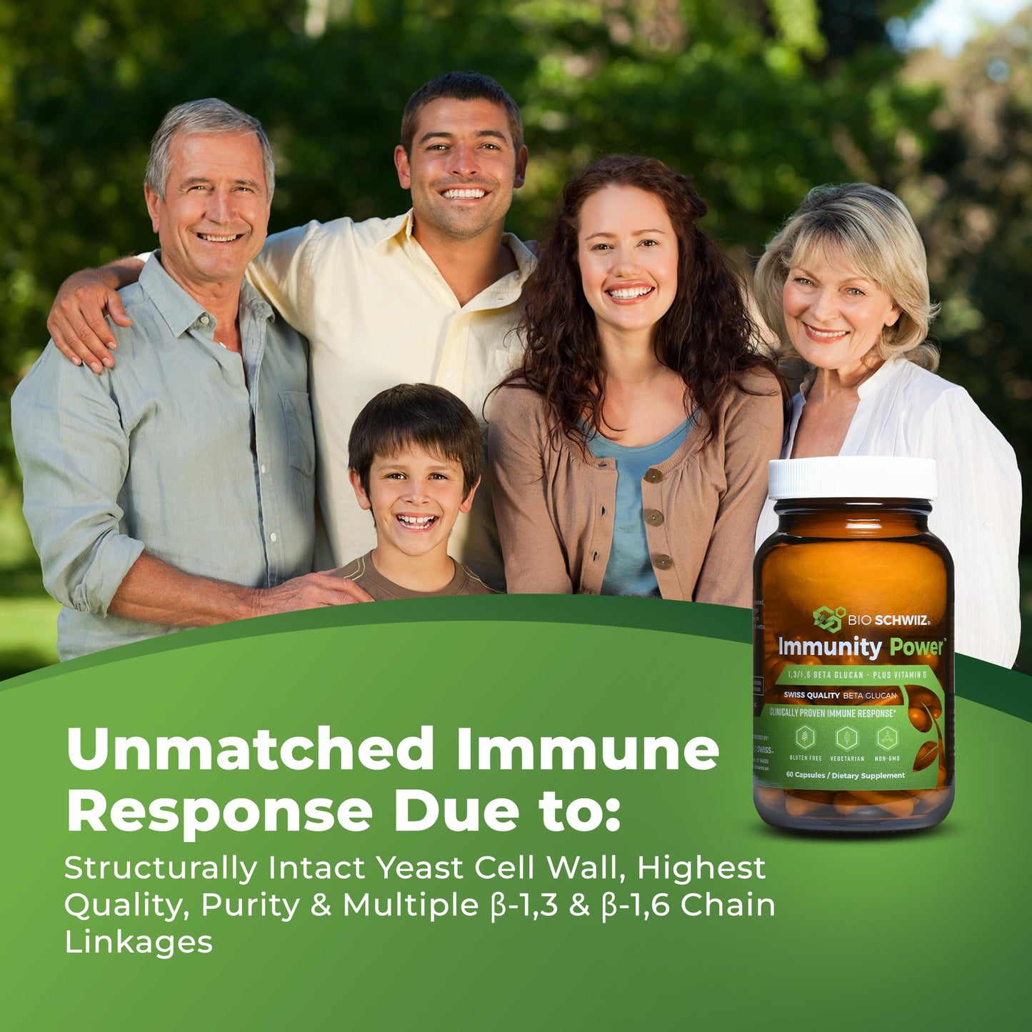 Bio Schwiiz Beta Glucan Immunity Power 1,3D-1,6D Glucan with Vitamin D Capsules 120 Capsules