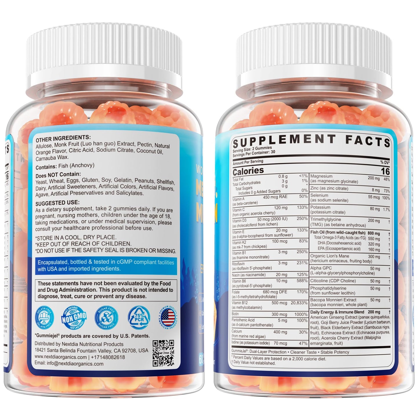 Nextdia Multivitamin for Women Men Gummies 60 Count