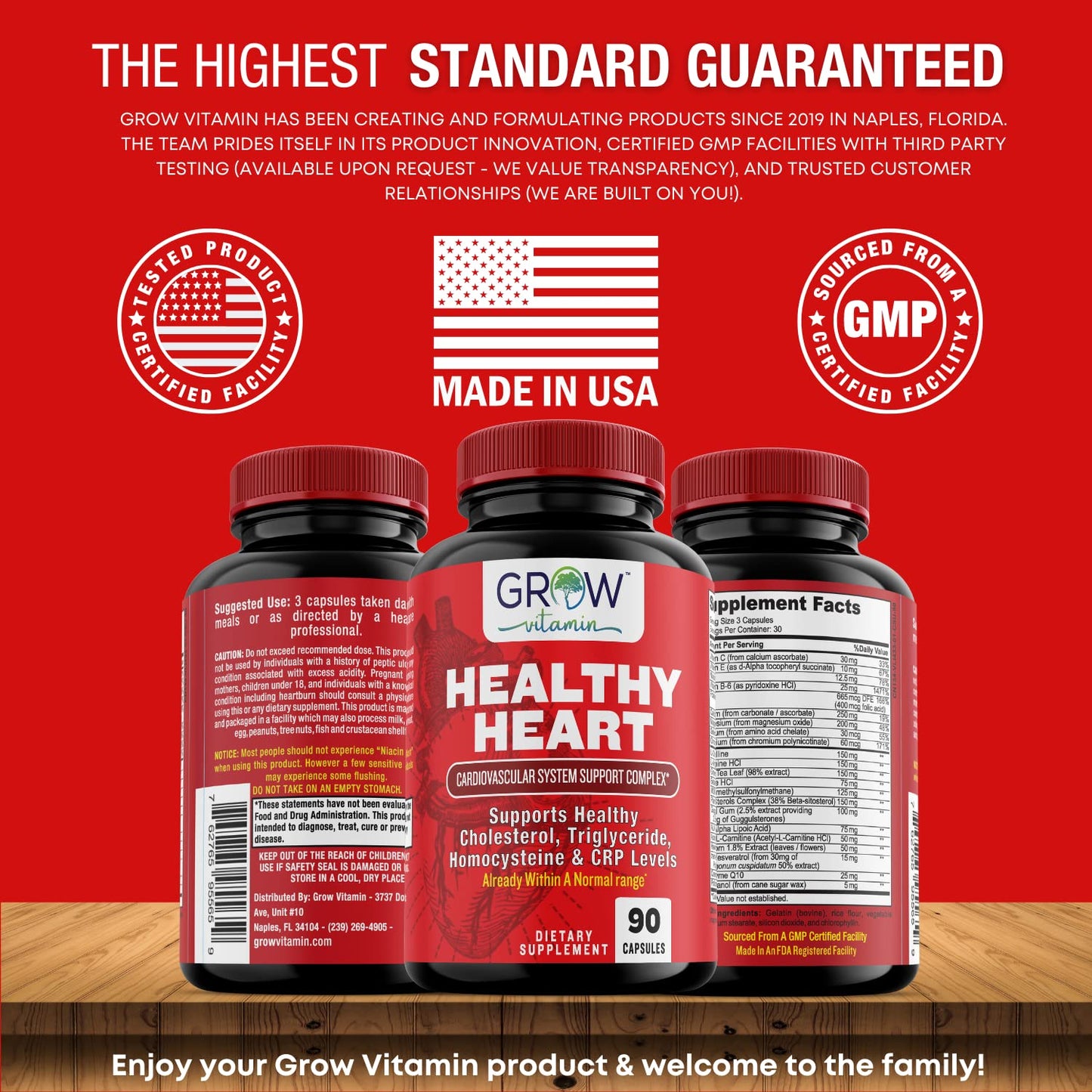 Grow Vitamin Heart Support Supplement 90 Capsules