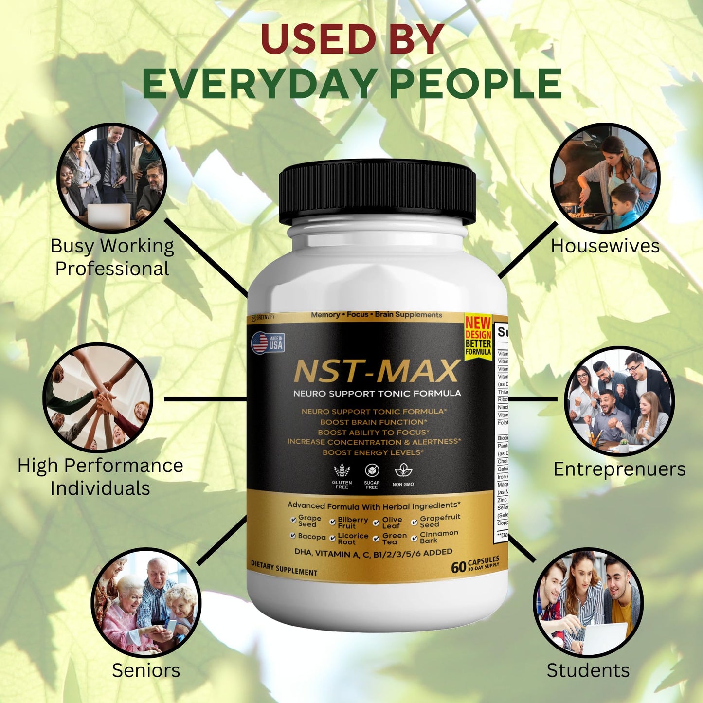 GREENVIFY NST-Max Brain Booster Capsules 60 Count
