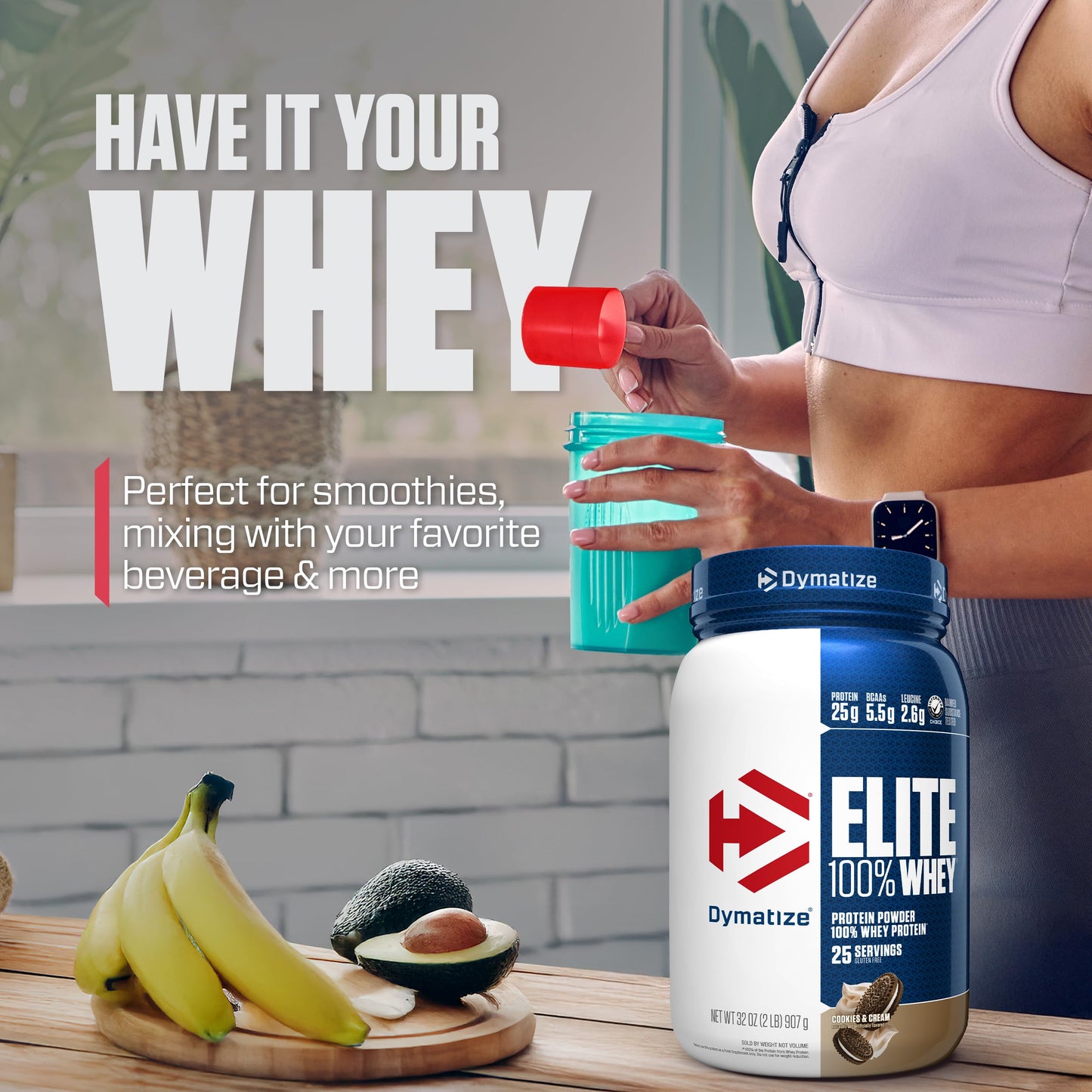 Dymatize Elite 100% Whey Protein Powder Cookies & Cream, 32 Servings