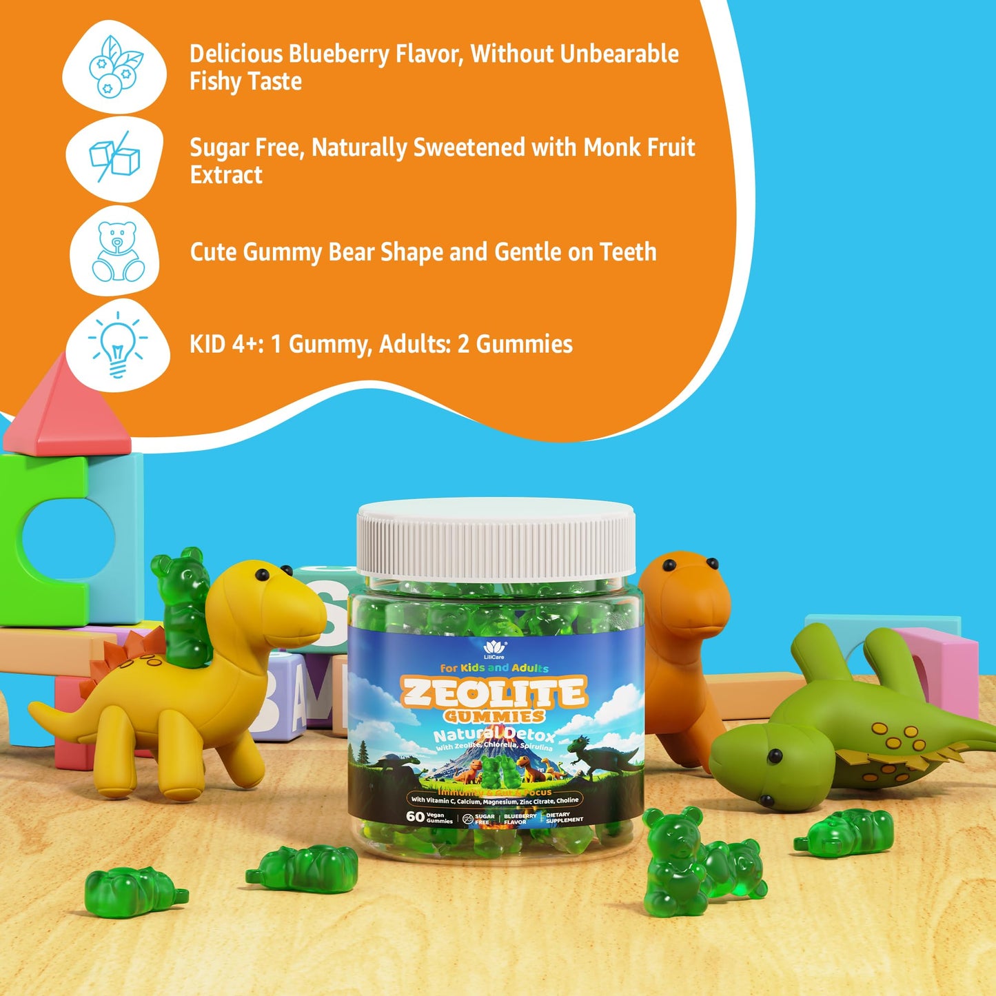 LILICARE Zeolite Detox Gummies, 60 Count