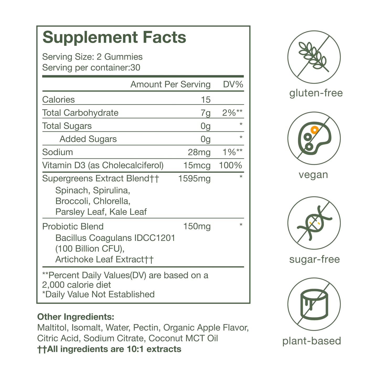 Nika Aiko Greens Superfood Gummy 60 Count