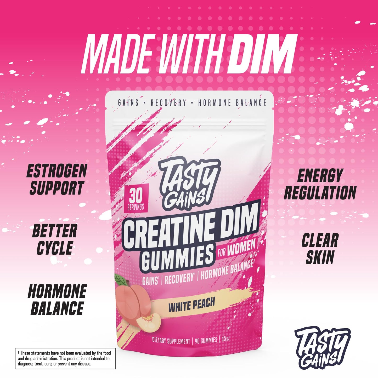 TASTY GAINS Creatine Gummies for Women, 90 Count