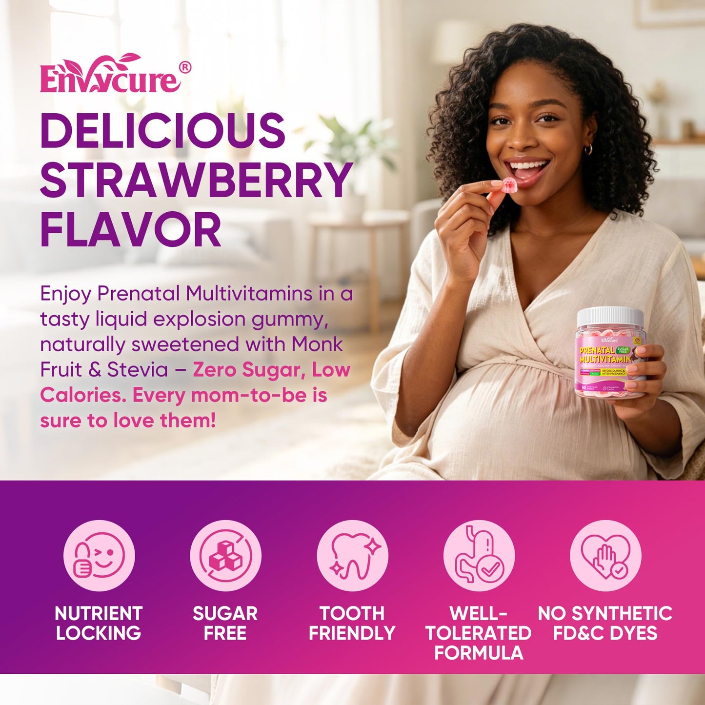 EnvyCure Prenatal Vitamins for Women Gummies 60 Count