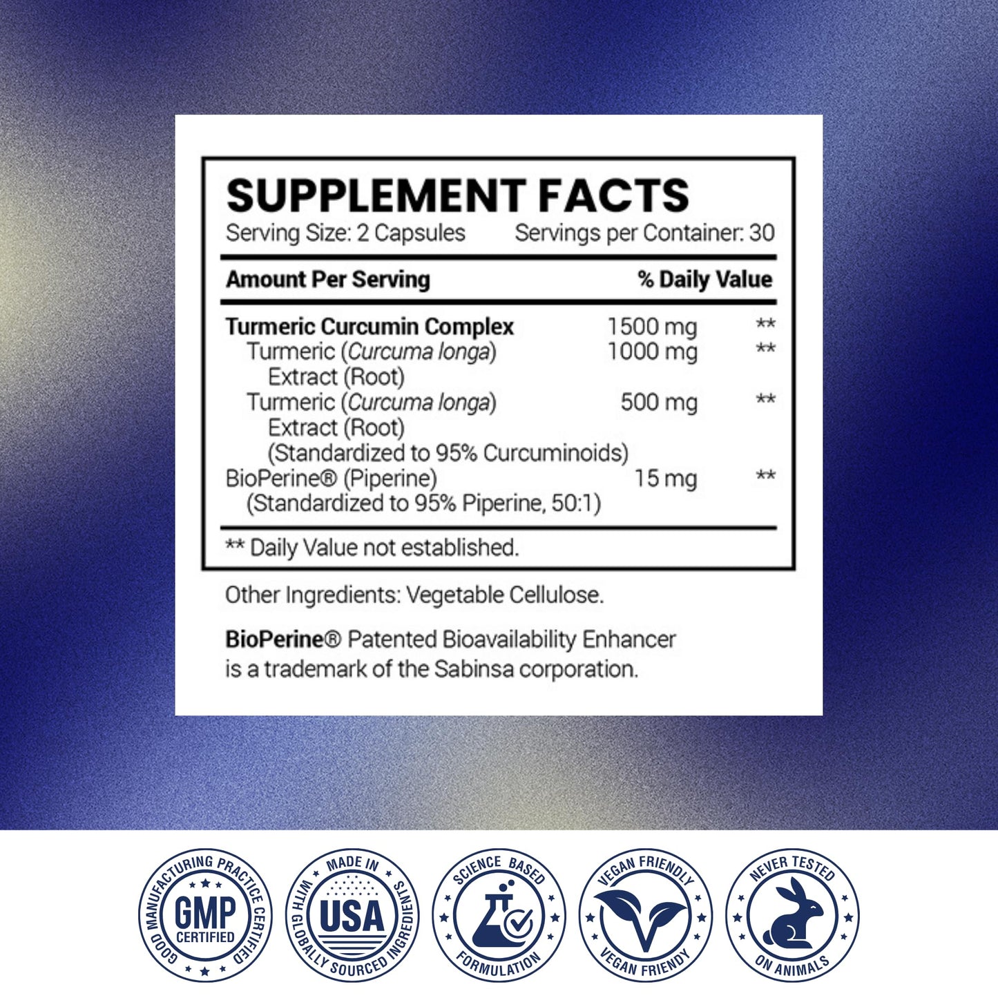 Research Verified Turmeric Curcumin Supplement with Black Pepper (BioPerine) Capsules, 180 Capsules