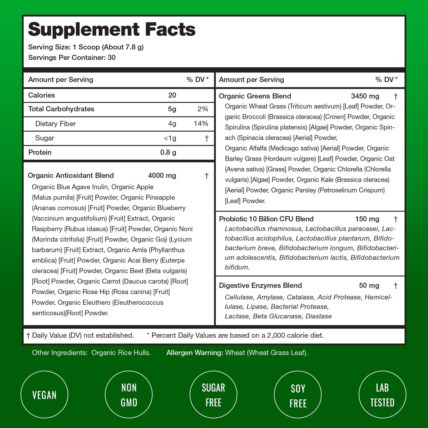 NutraChamps Super Greens Powder 9 Oz