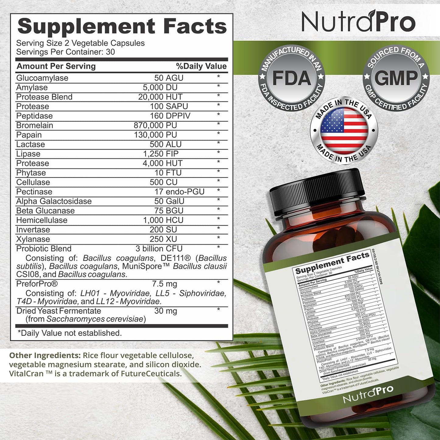 NutraPro Complete Gut Health Probiotic, Prebiotic, Postbiotic & Digestive Enzymes Capsules, 60 Count