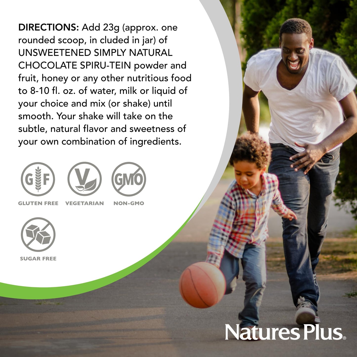 NaturesPlus Spiru-Tein Simply Natural Original Chocolate Protein Powder, 13.12 oz
