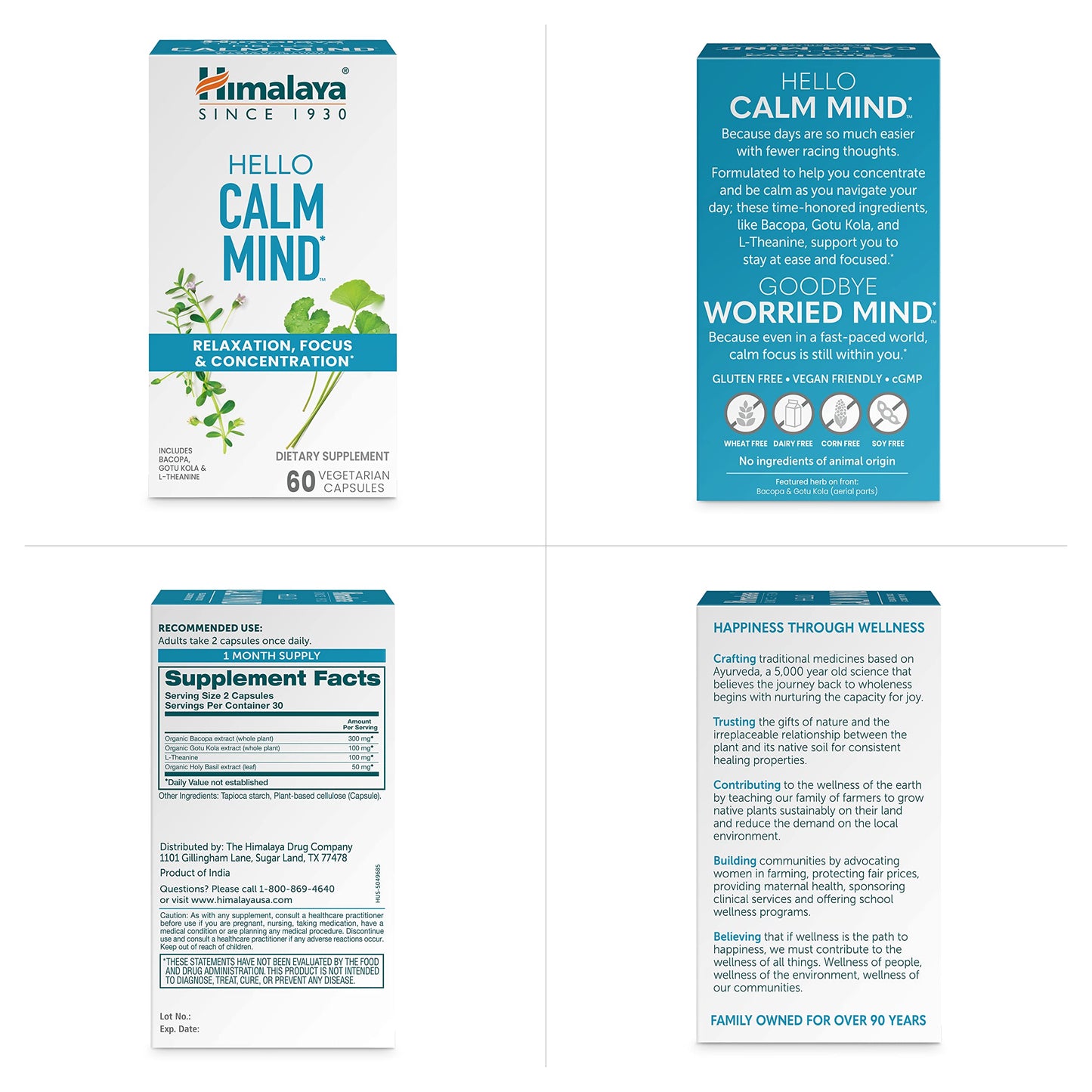Himalaya Hello Calm Mind Herbal Supplement, 60 Capsules