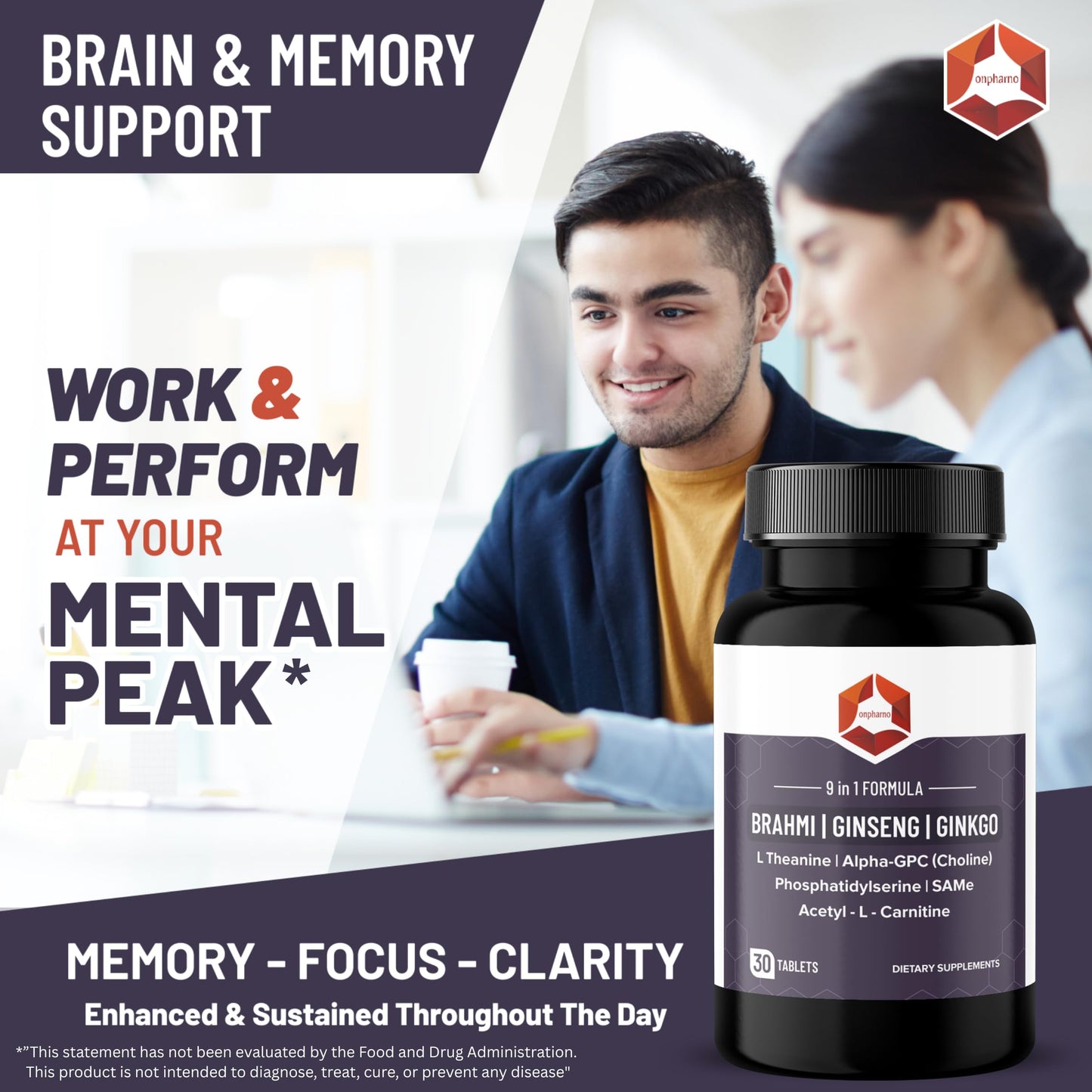 Onpharno Brahmi Ginseng Ginkgo Tablets 30 Tablets