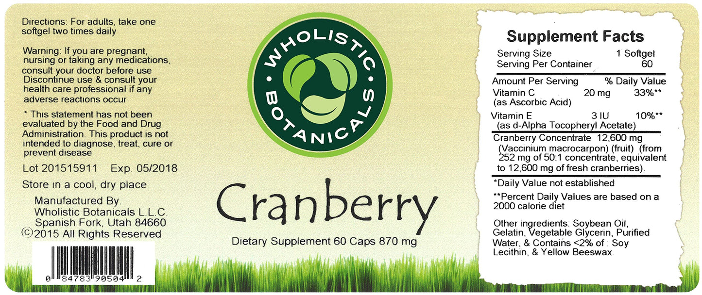 Wholistic Botanicals Cranberry Capsule 1 Count