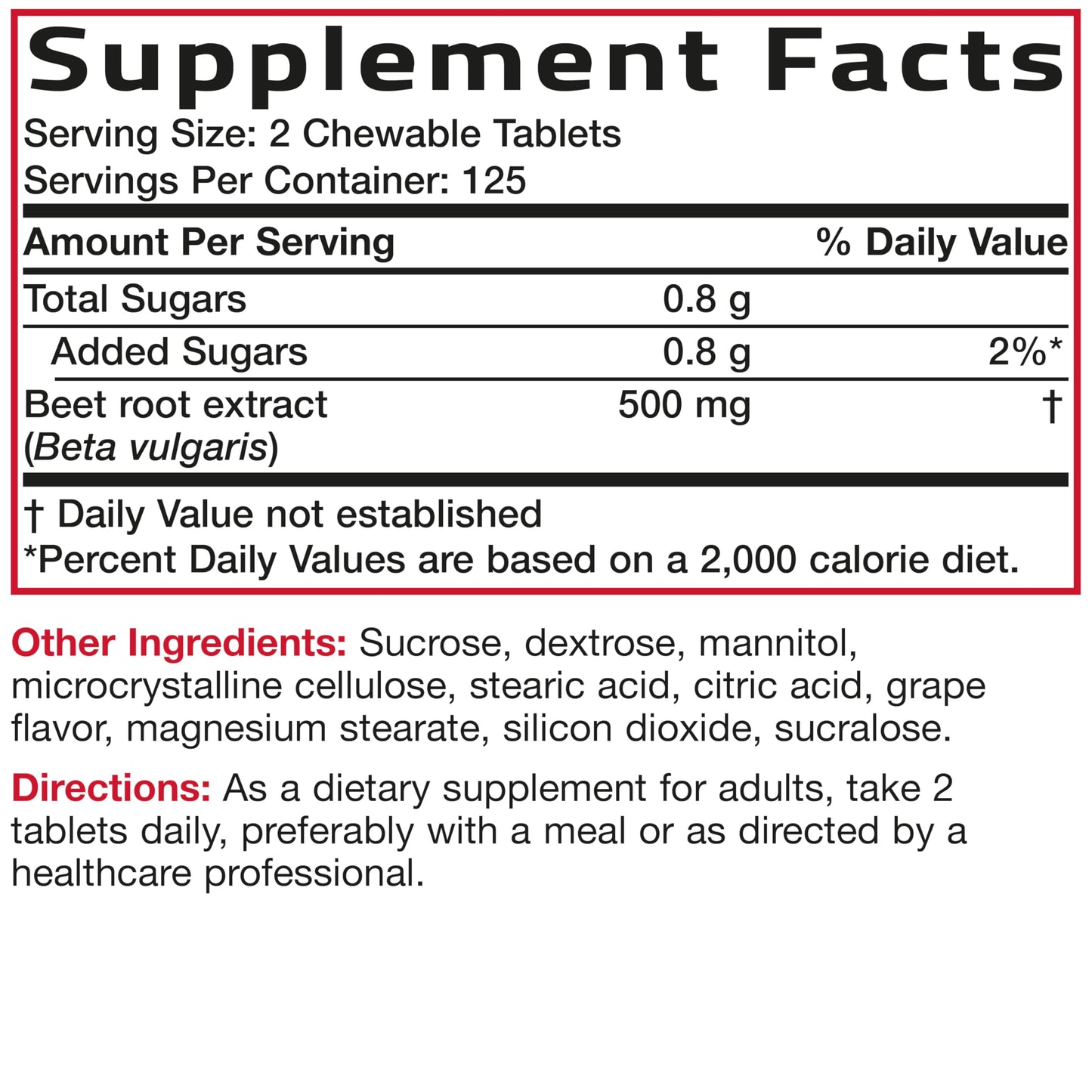 Bronson Beet Root Chewables 250 Count