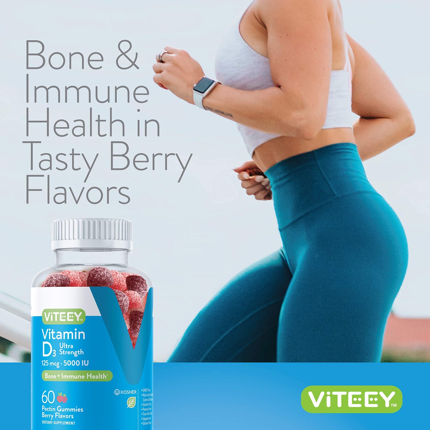 Viteey Vitamin D3 Gummies for Adults & Teens 60 Count