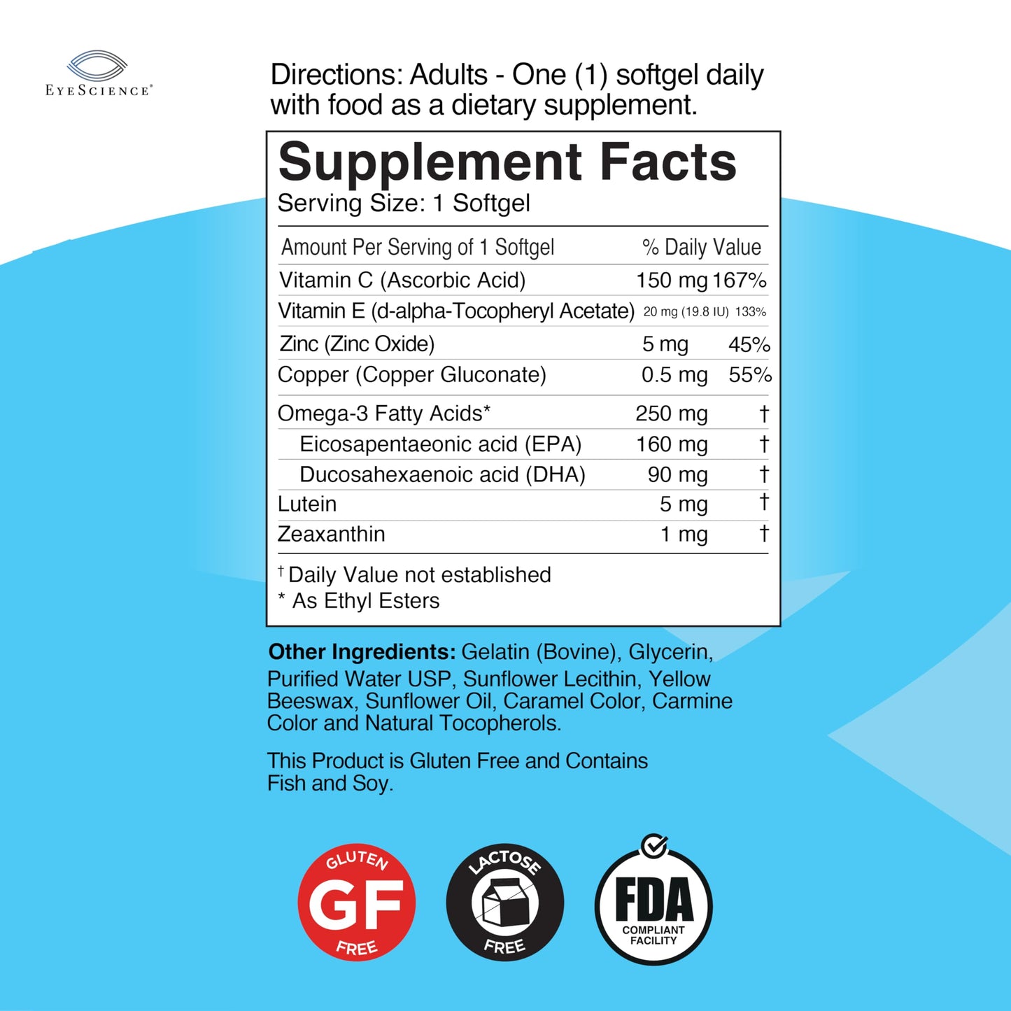 EyeScience Adult Eye Health Vitamins Softgels, 60