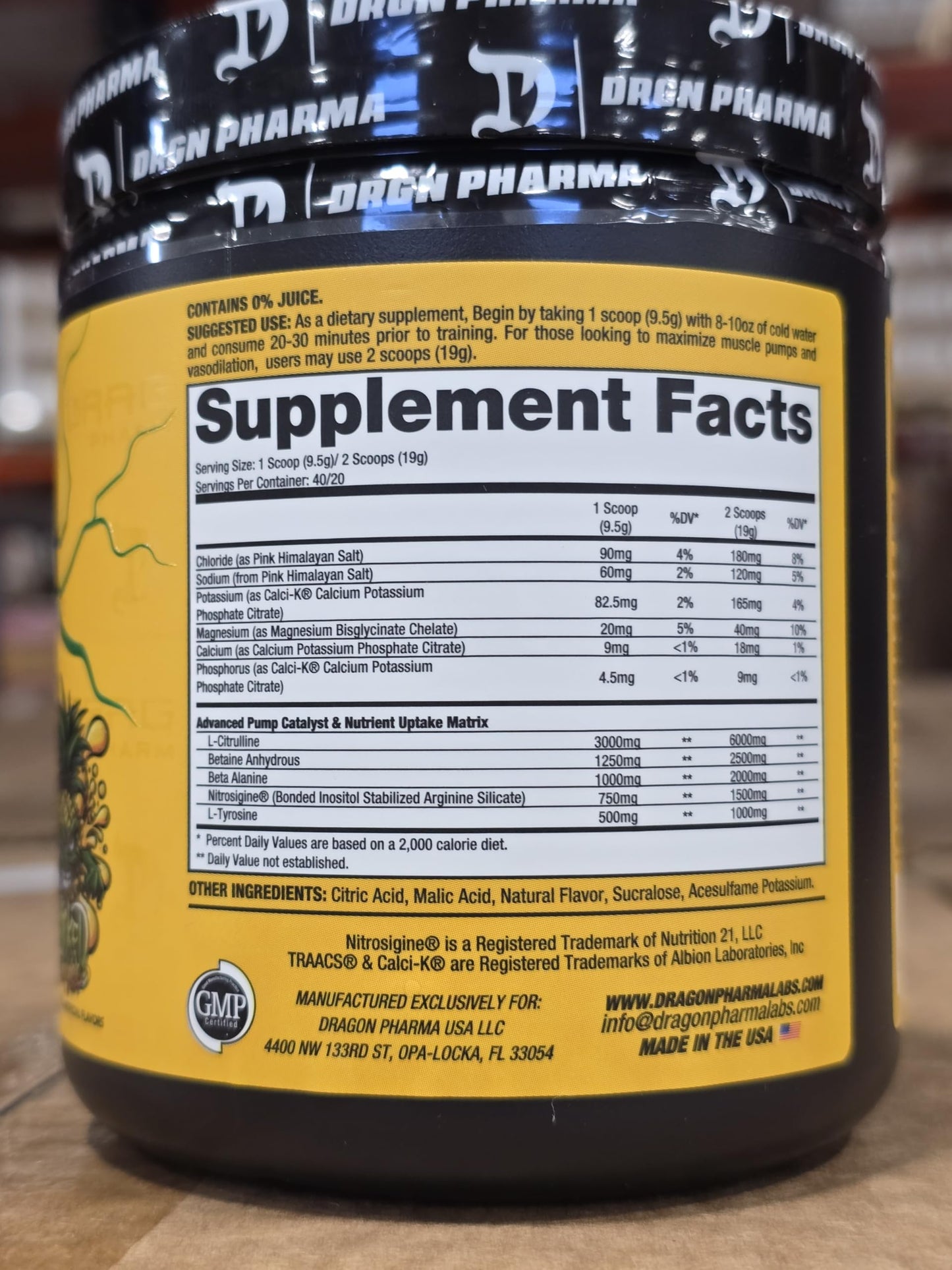DRAGON PHARMA Mr. Veinz Stim Free Pre-Workout Powder, 13.4 oz