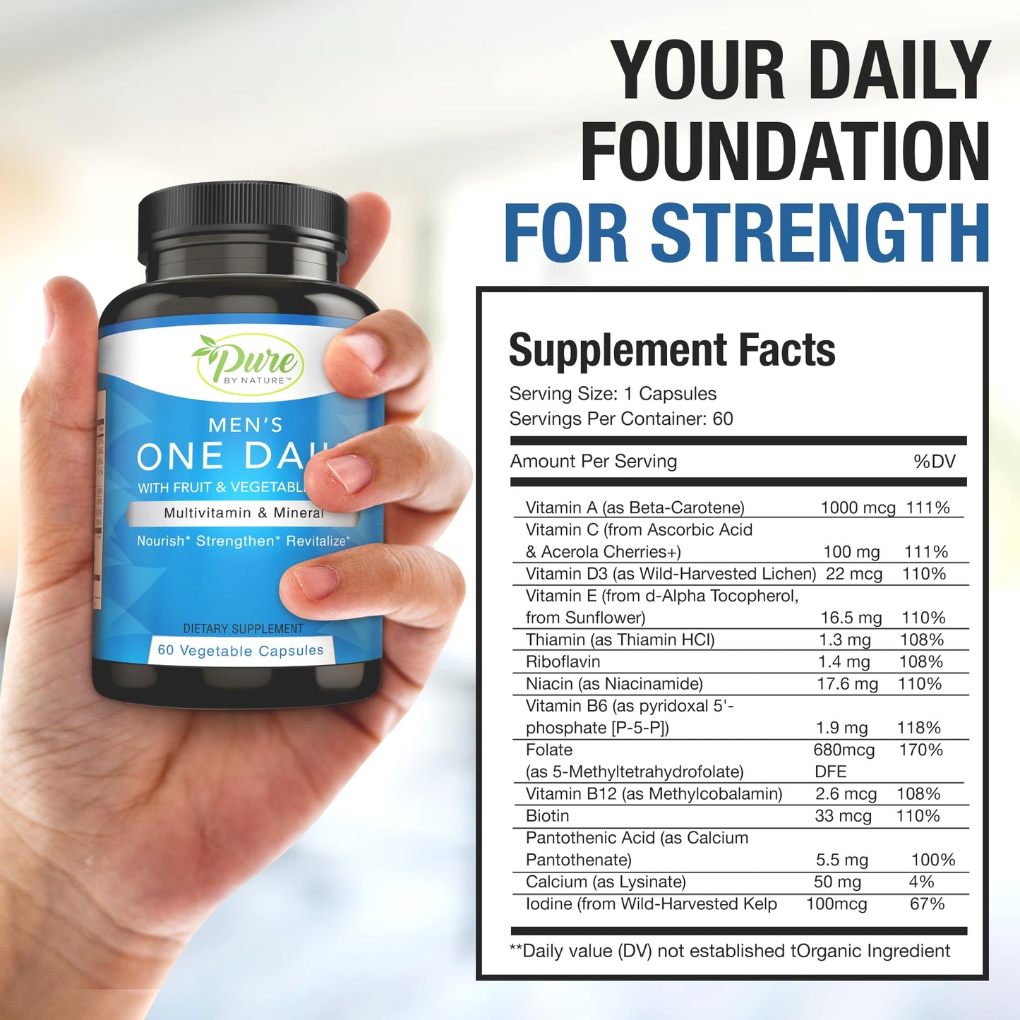 Pure By Nature One-Daily Multivitamin for Men, 60 Capsules