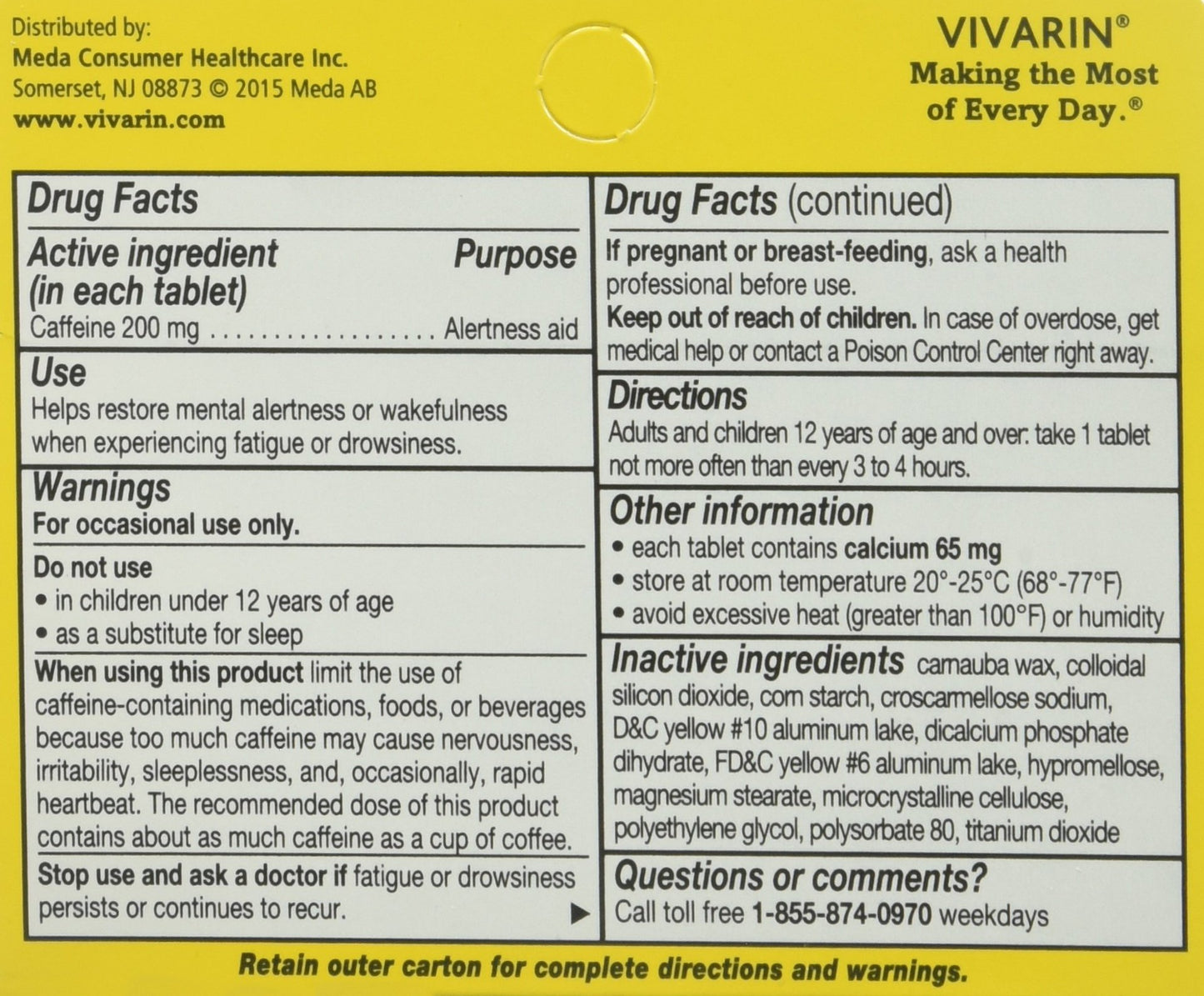 Vivarin Tablets Alertness Aid, 480 Tablets