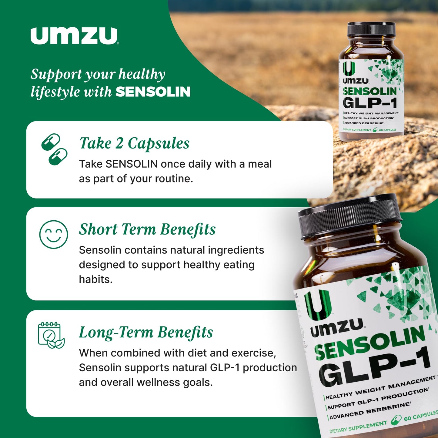 UMZU Sensolin GLP-1 Support Capsule, 60 Count