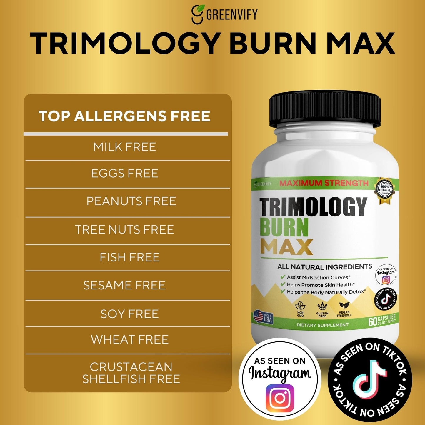 GREENVIFY Burn Max Natural Supplement 60 Capsules