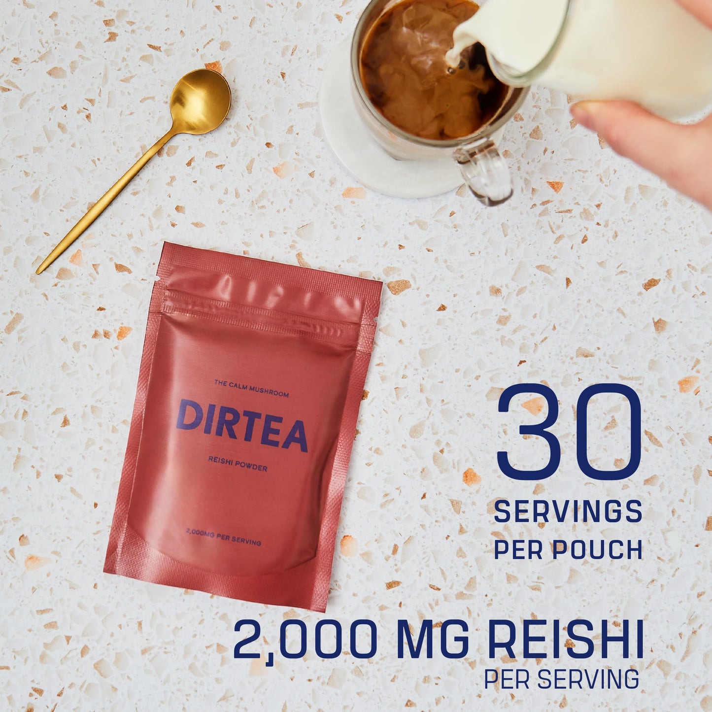 DIRTEA Reishi Mushroom Powder 2,000mg per Serving, 60g, 30 Servings