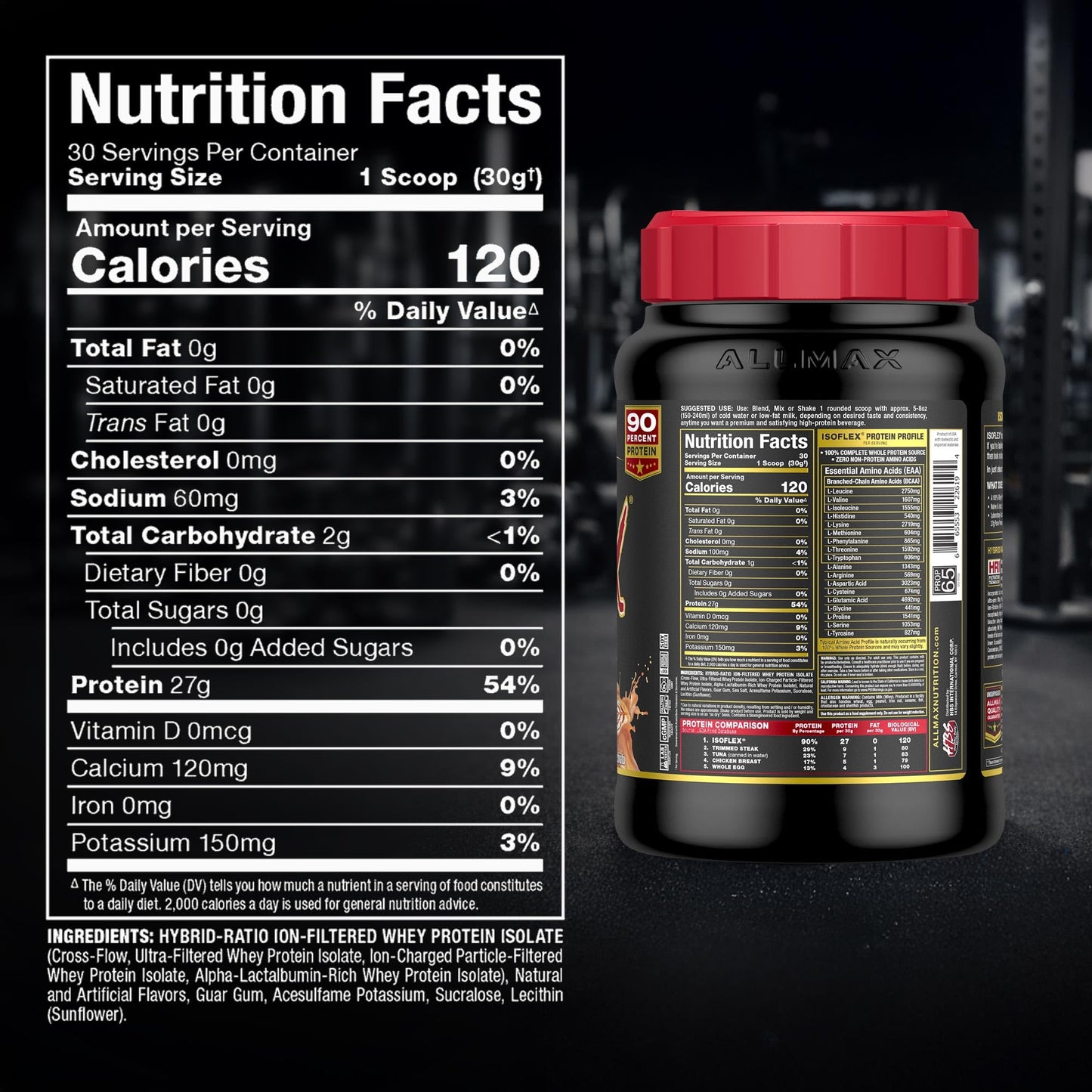 ALLMAX ISOFLEX Pure Whey Isolate Protein Powder Caramel Macchiato 32 Servings