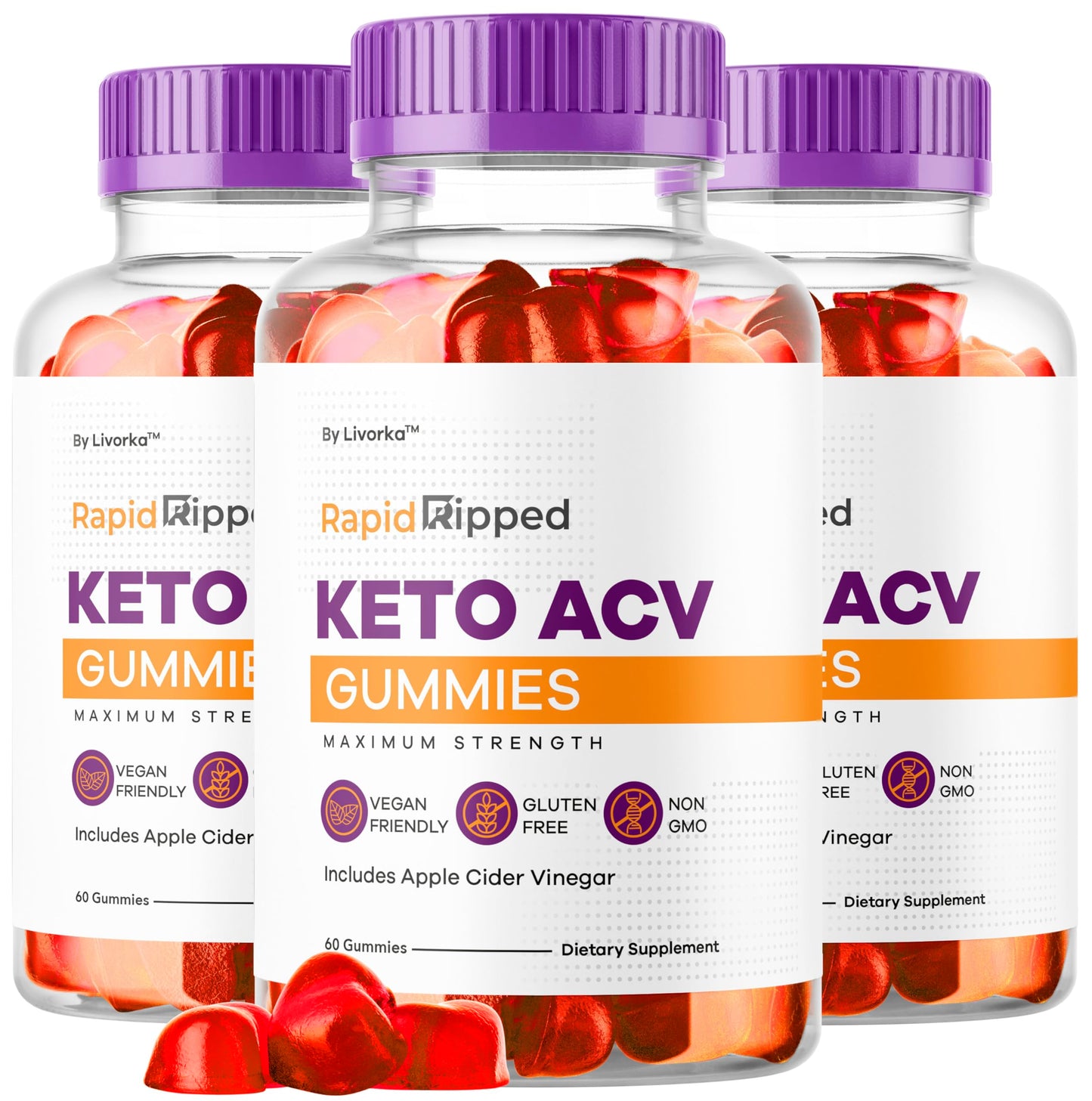 LIVORKA Rapid Ripped Keto ACV Gummies Advanced Formula 1050MG Gummy, 180 Gummies