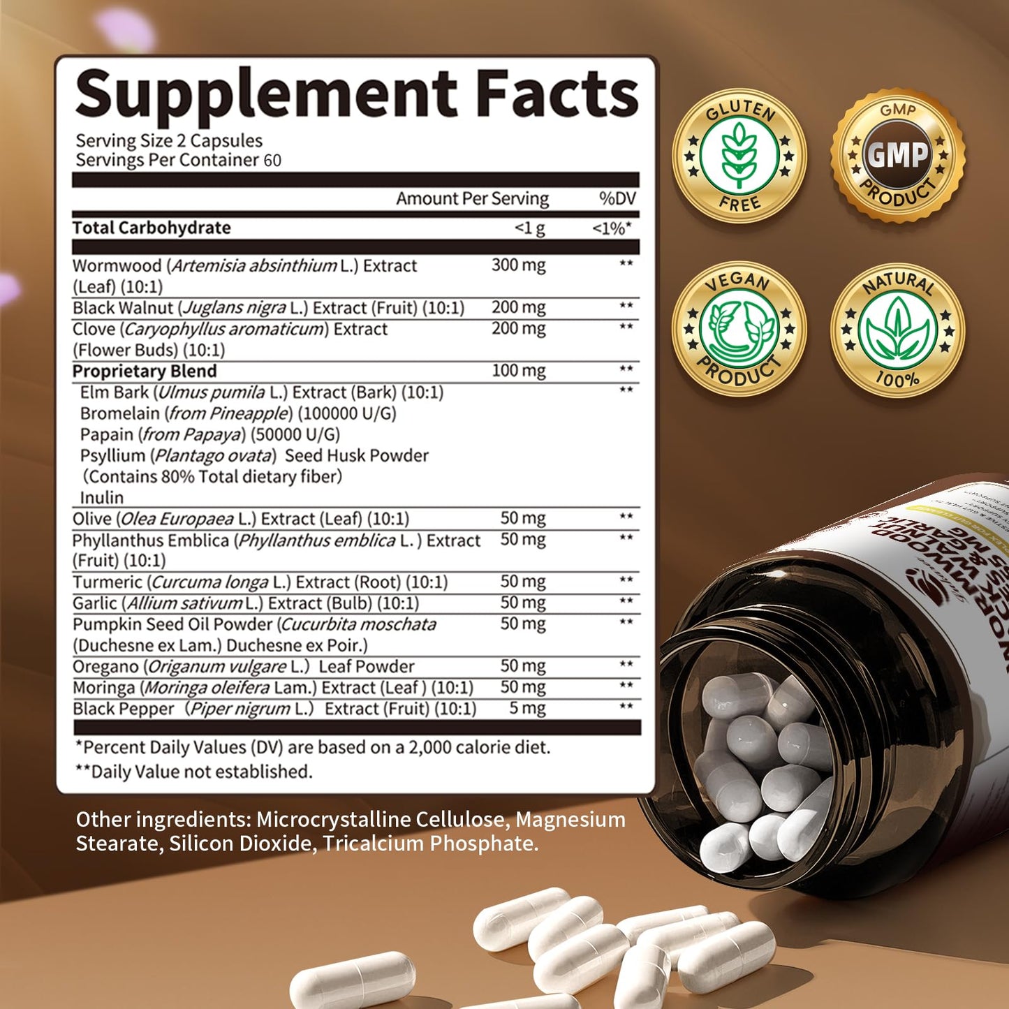 Lukaree 16-in-1 Wormwood Black Walnut Clove Cleanse - Gut Health Capsules, 120 Count