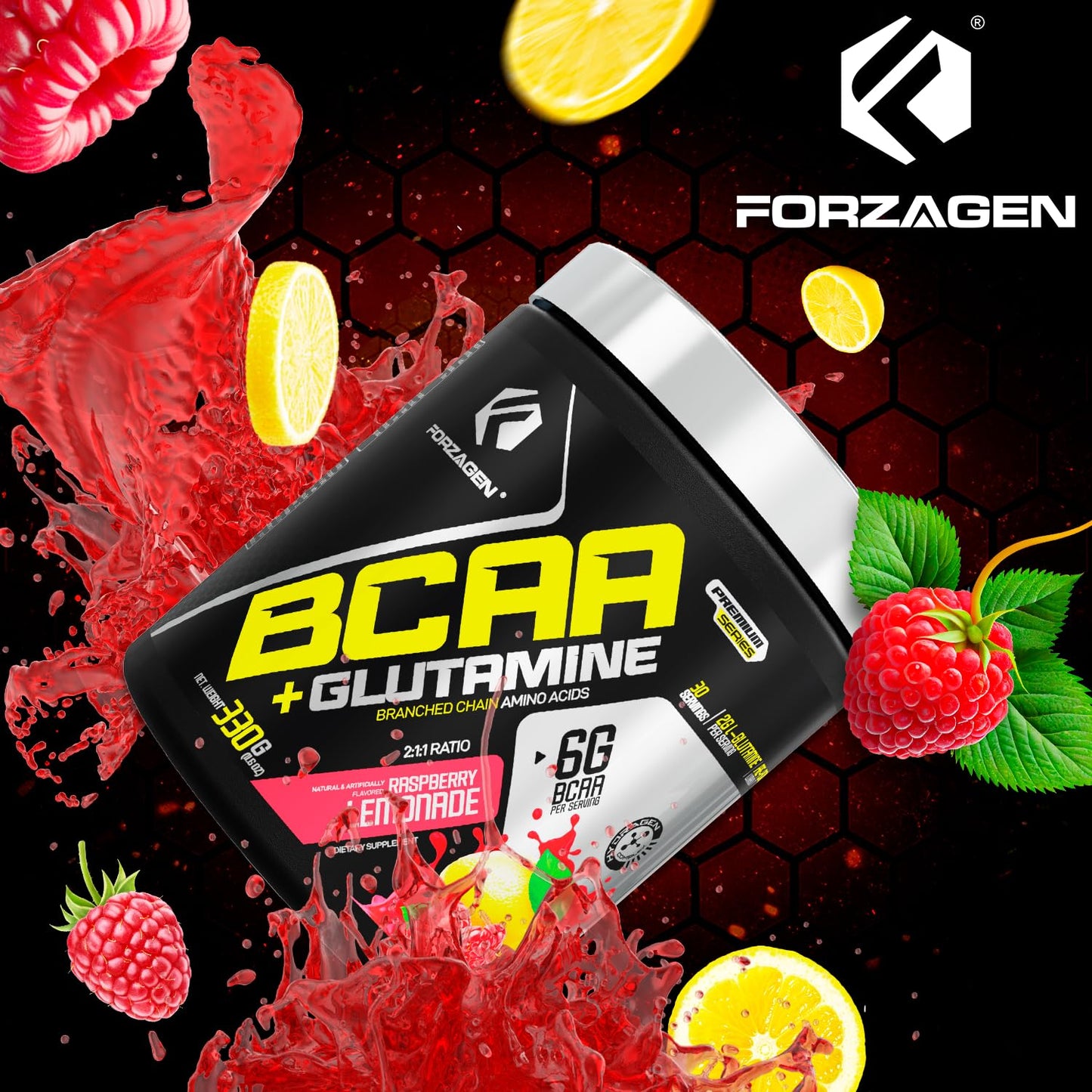 Forzagen BCAAs Amino Acids with Glutamine, Branched Chain Amino Acids Supplements Powder, 11.8 Ounce