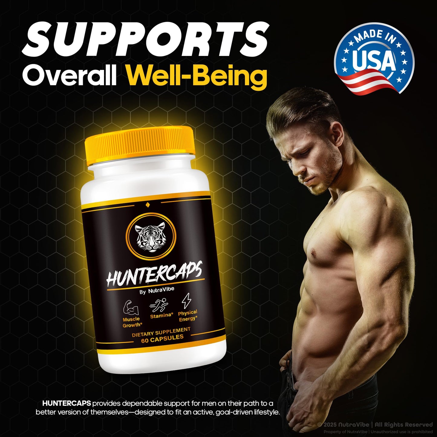 NutraVibe Hunter Caps for Men Capsules 180 Capsules