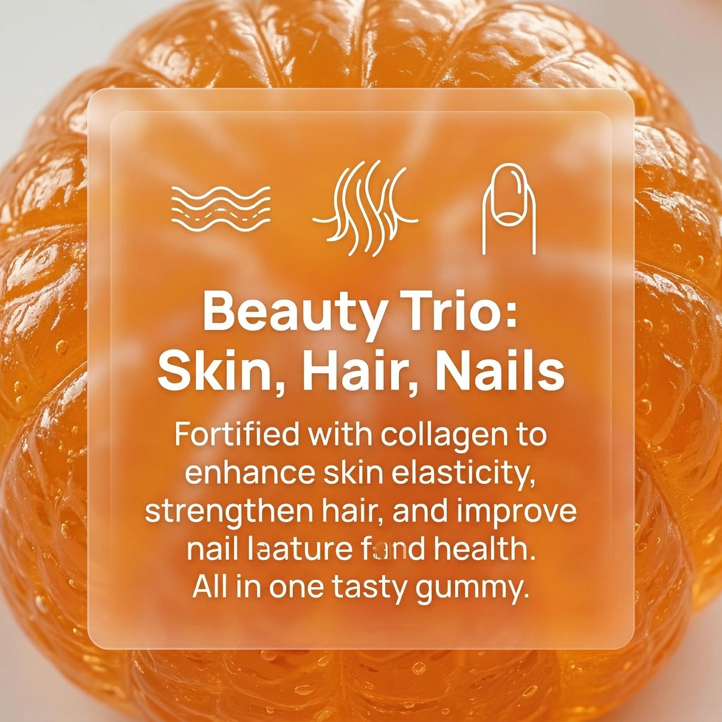 CAUPIA Collagen Jelly Gummies - Hair & Nails with Collagen Peptides, Orange Flavor, 60 Gummies