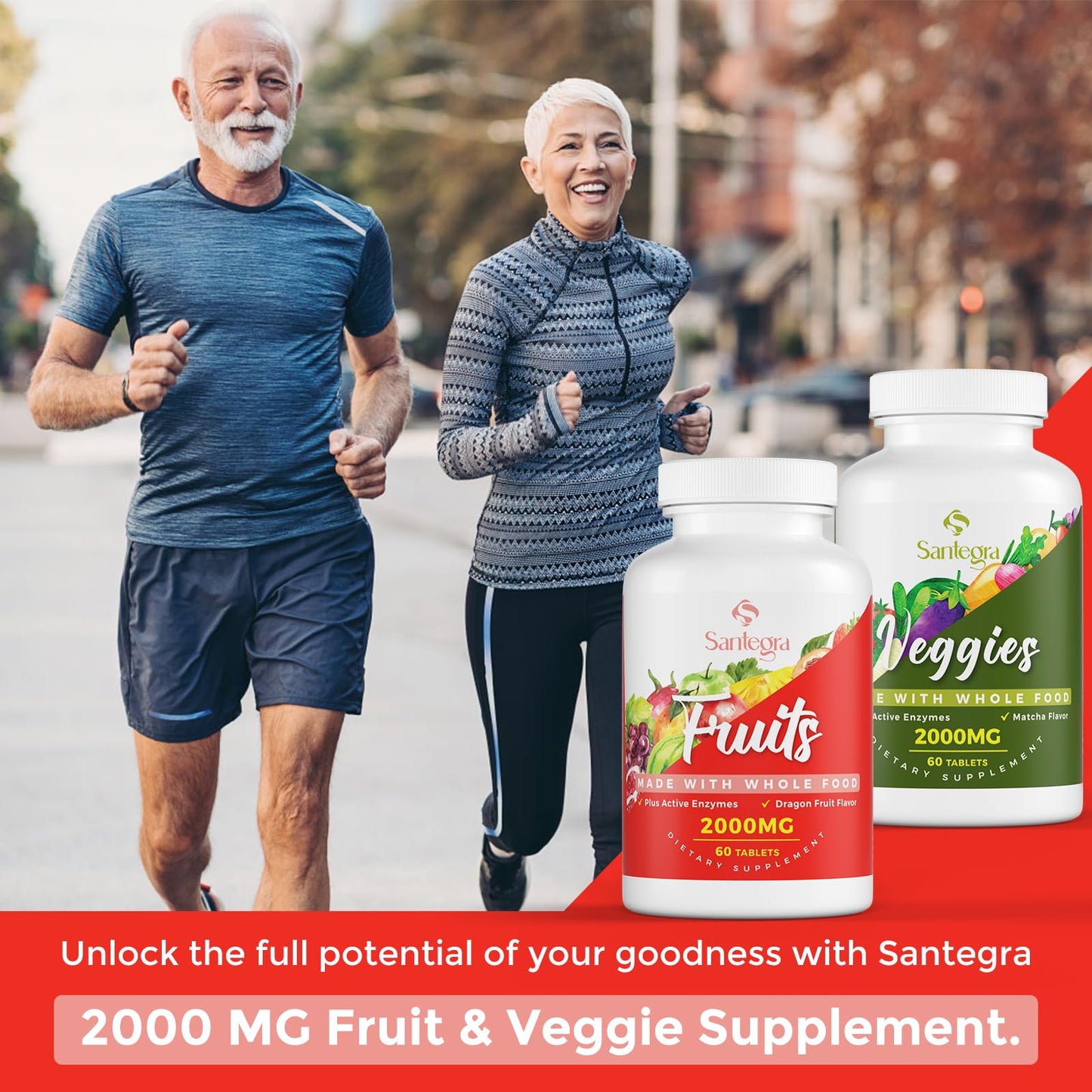 Santegra 2000 MG Fruit and Veggies Supplement Tablets 240