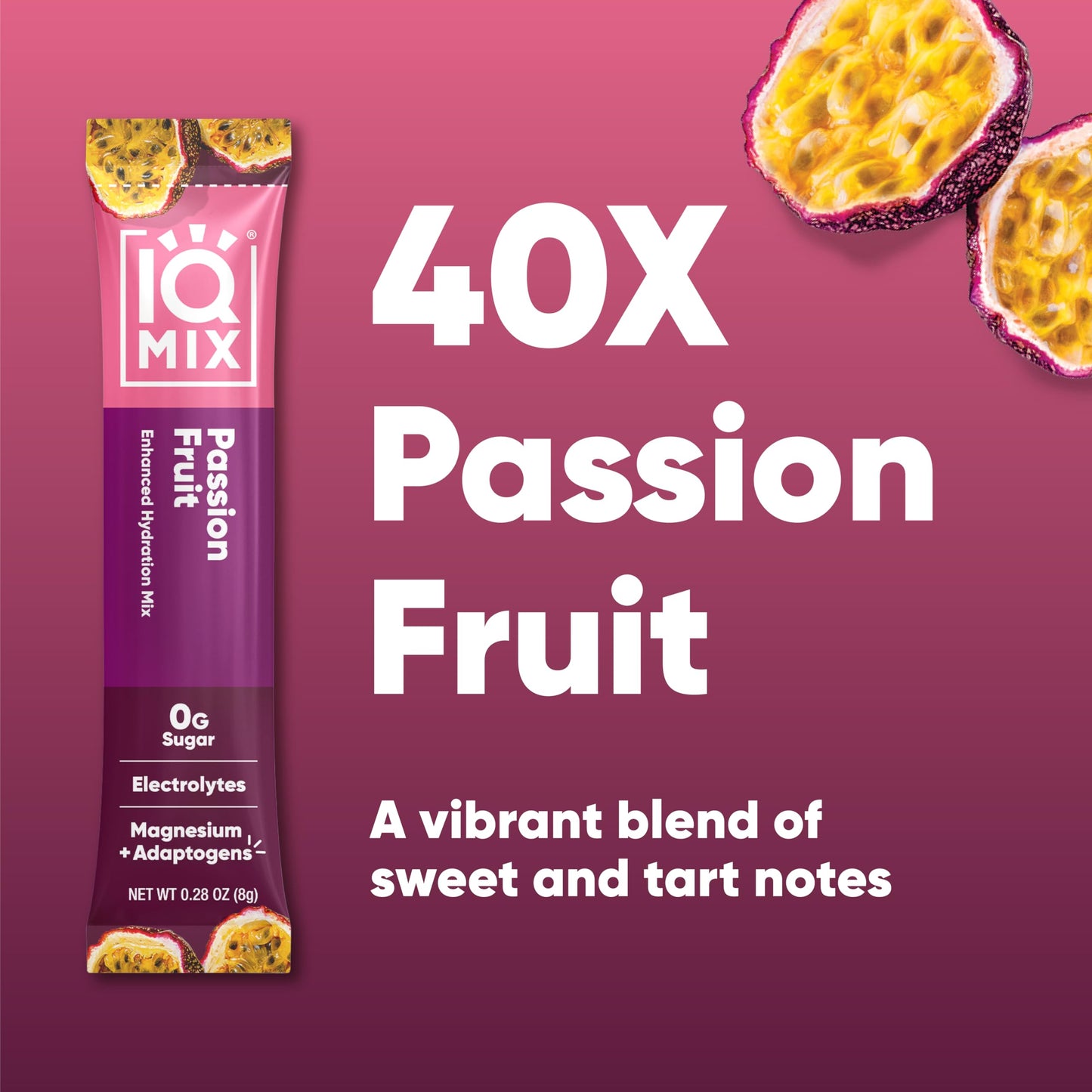 IQBAR IQMIX Hydration Electrolytes Powder Packets Passion Fruit 40 Count