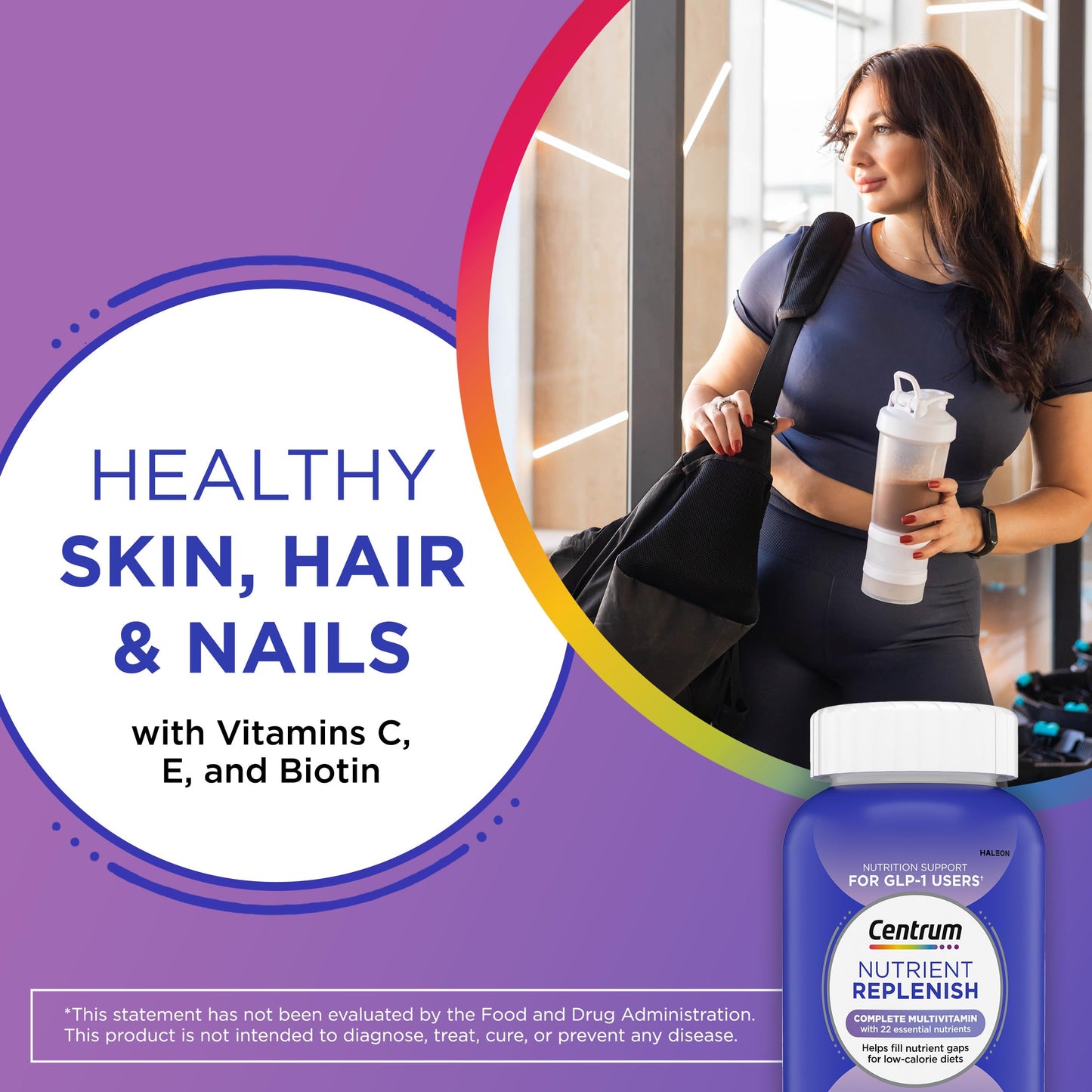 Centrum Nutrient Replenish GLP-1 Nutrition Support Multivitamin for Whole Body Health and Appearance Tablet, 180 Tablets