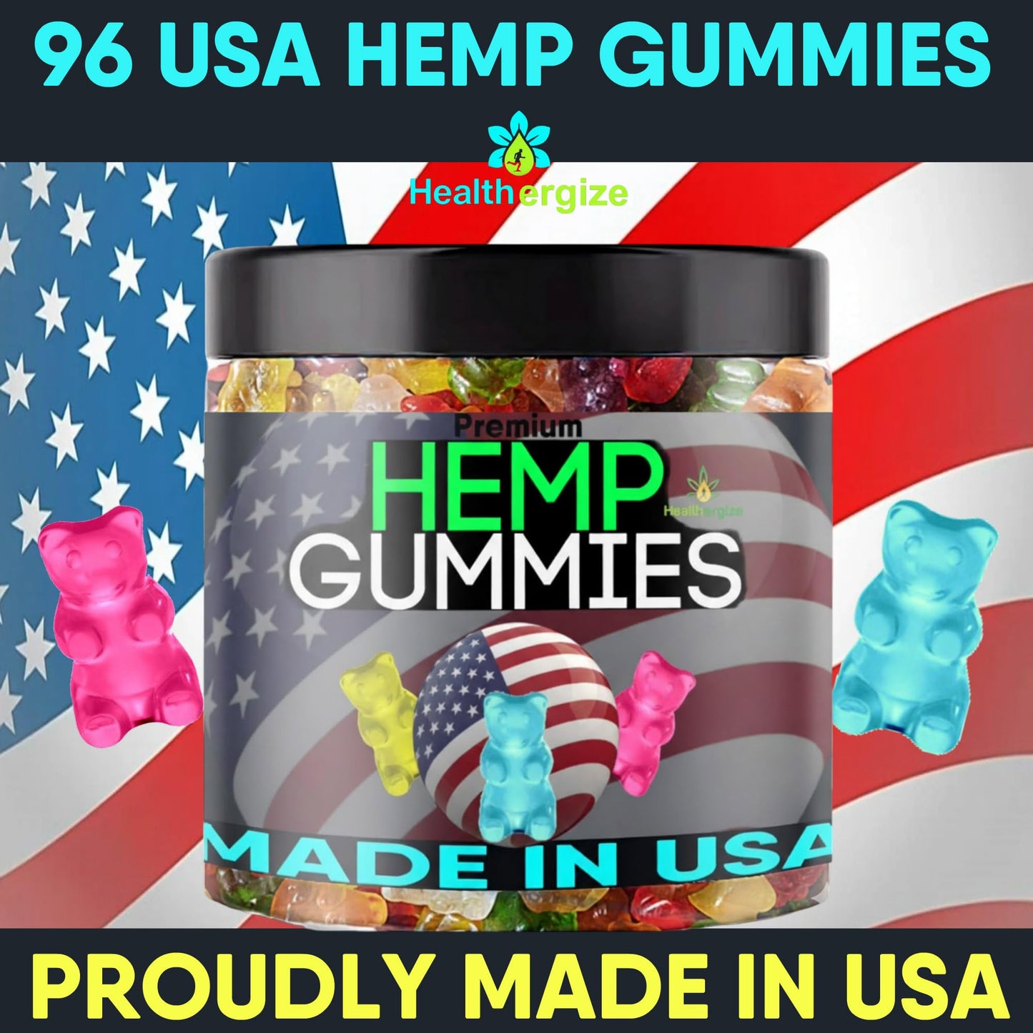 Healthergize Hemp Gummies Calm Sleep and Relaxation Chewable 96 Count