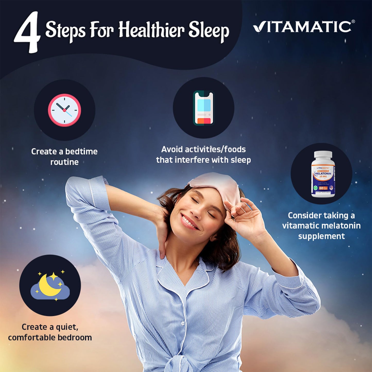 Vitamatic Melatonin 20 mg, 60 Fast Dissolve Tablets, 2-Pack