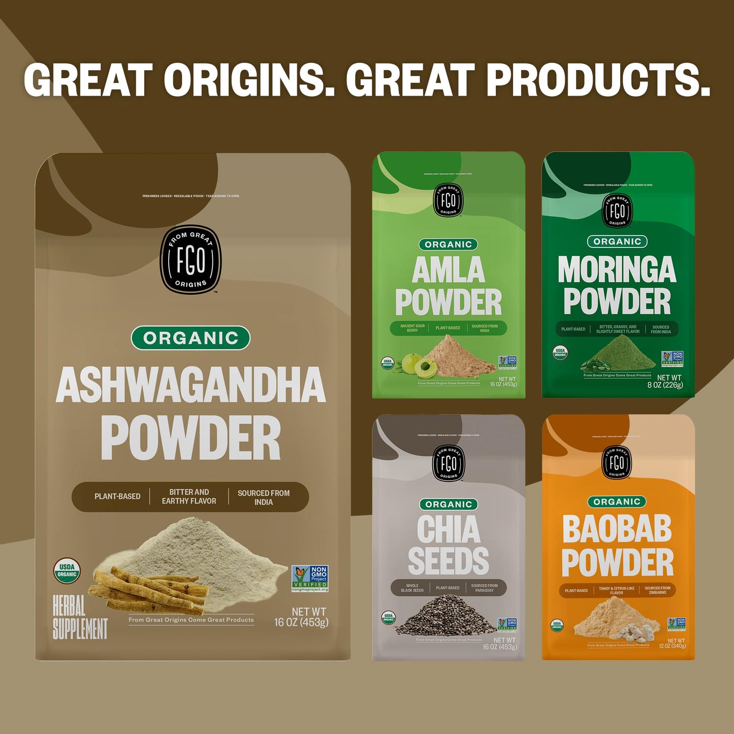 FGO Organic Ashwagandha Root Powder 16 oz