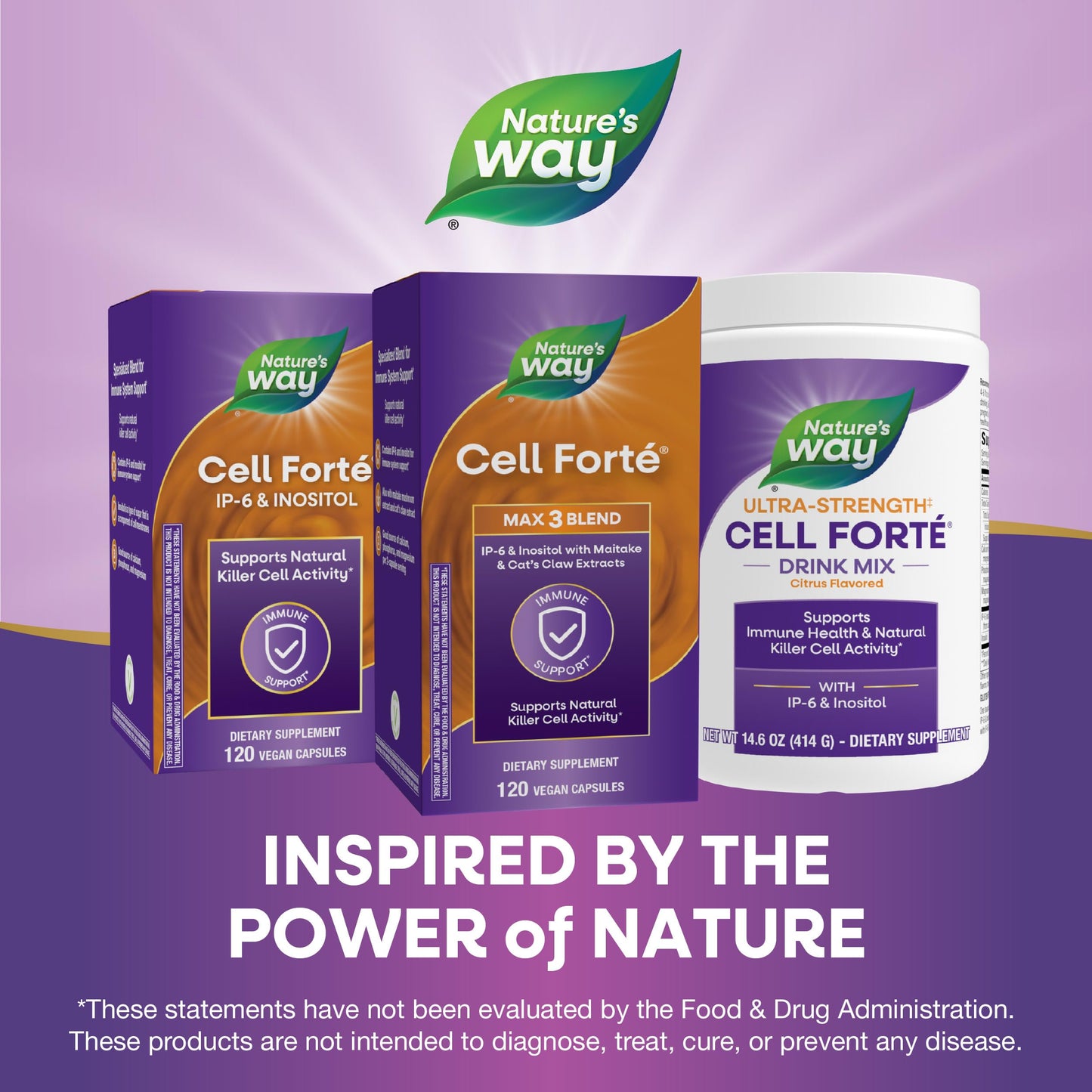 Nature's Way Cell Forté MAX3 Blend IP-6 & Inositol with Maitake Mushroom & Cat's Claw Extracts, 120 Capsules