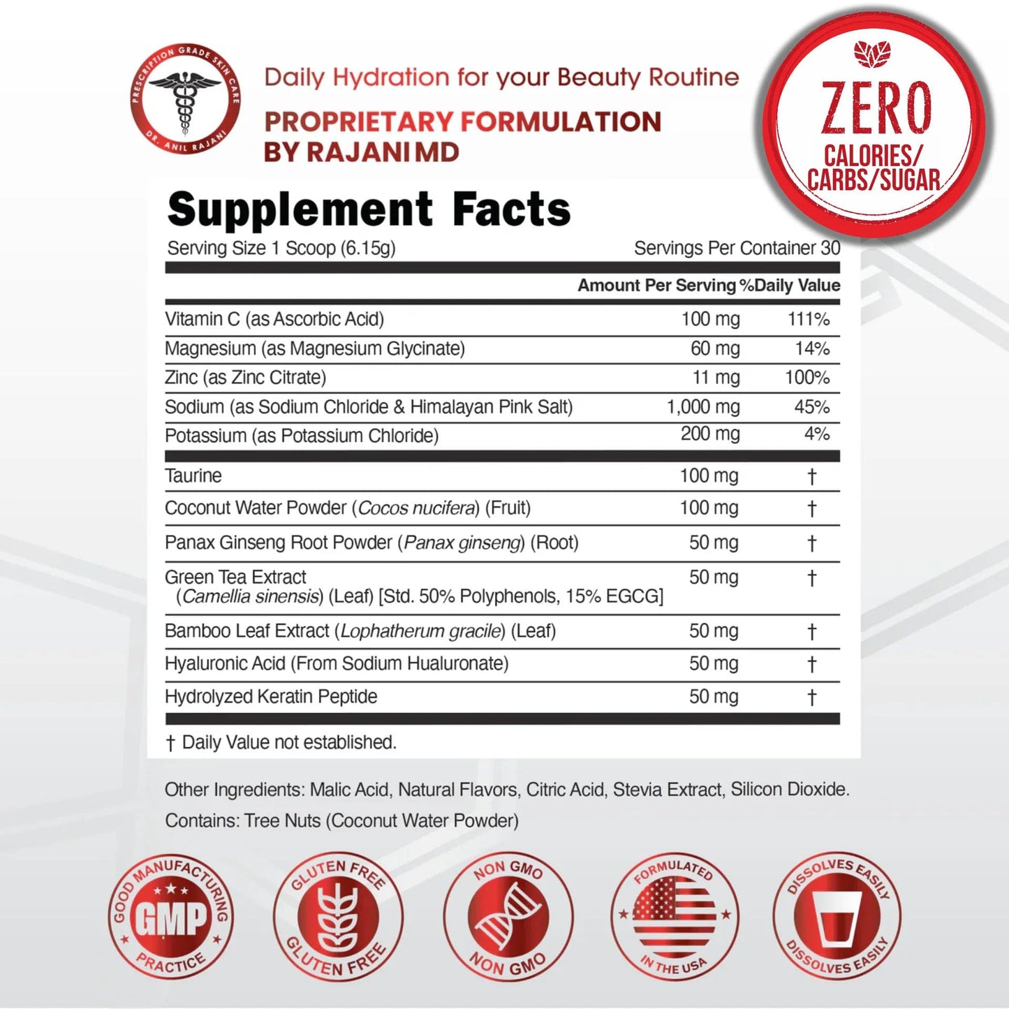 RajaniMD ElectroGLO Raspberry Flavored Electrolyte Powder, 6.5 Ounces