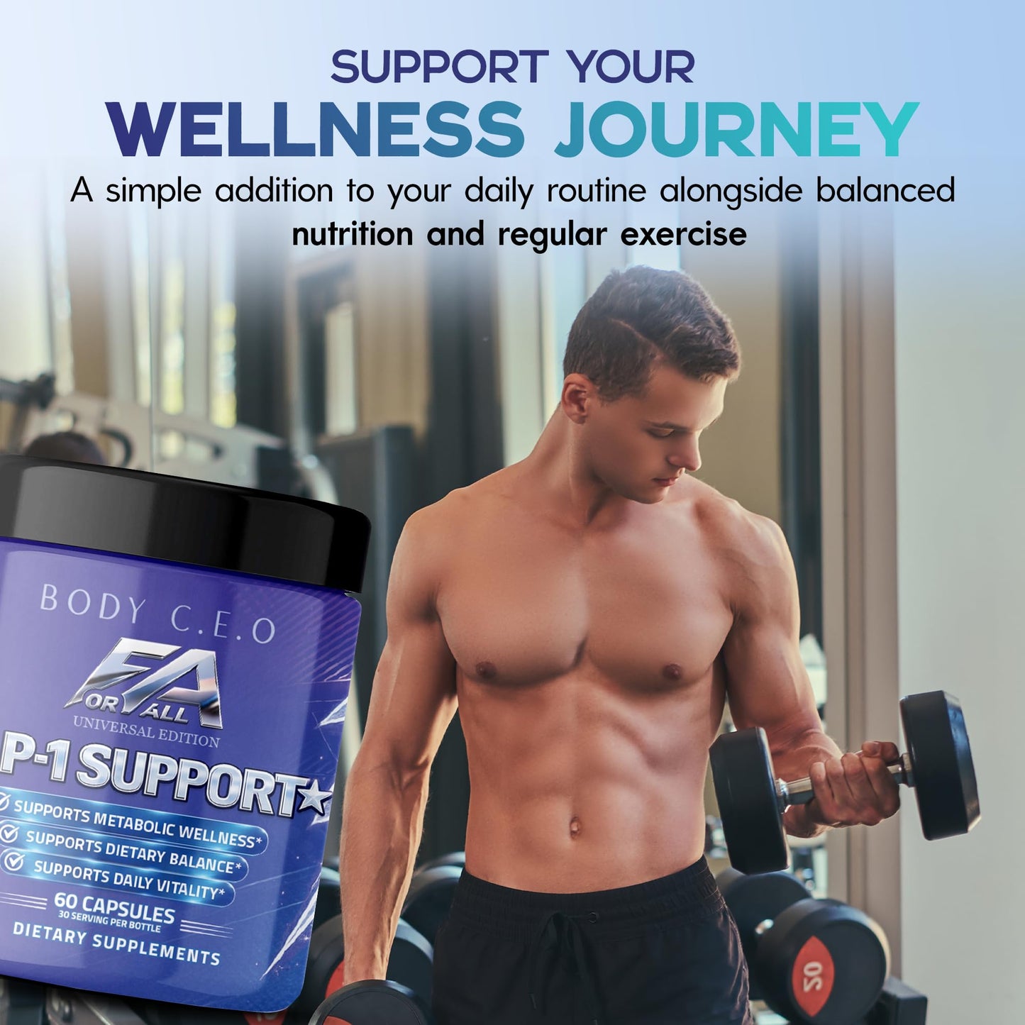 BODY C.E.O. EXECUTIVE OF SUPPLEMENTS GLP-1 Support Supplement for Men, 60 Capsules