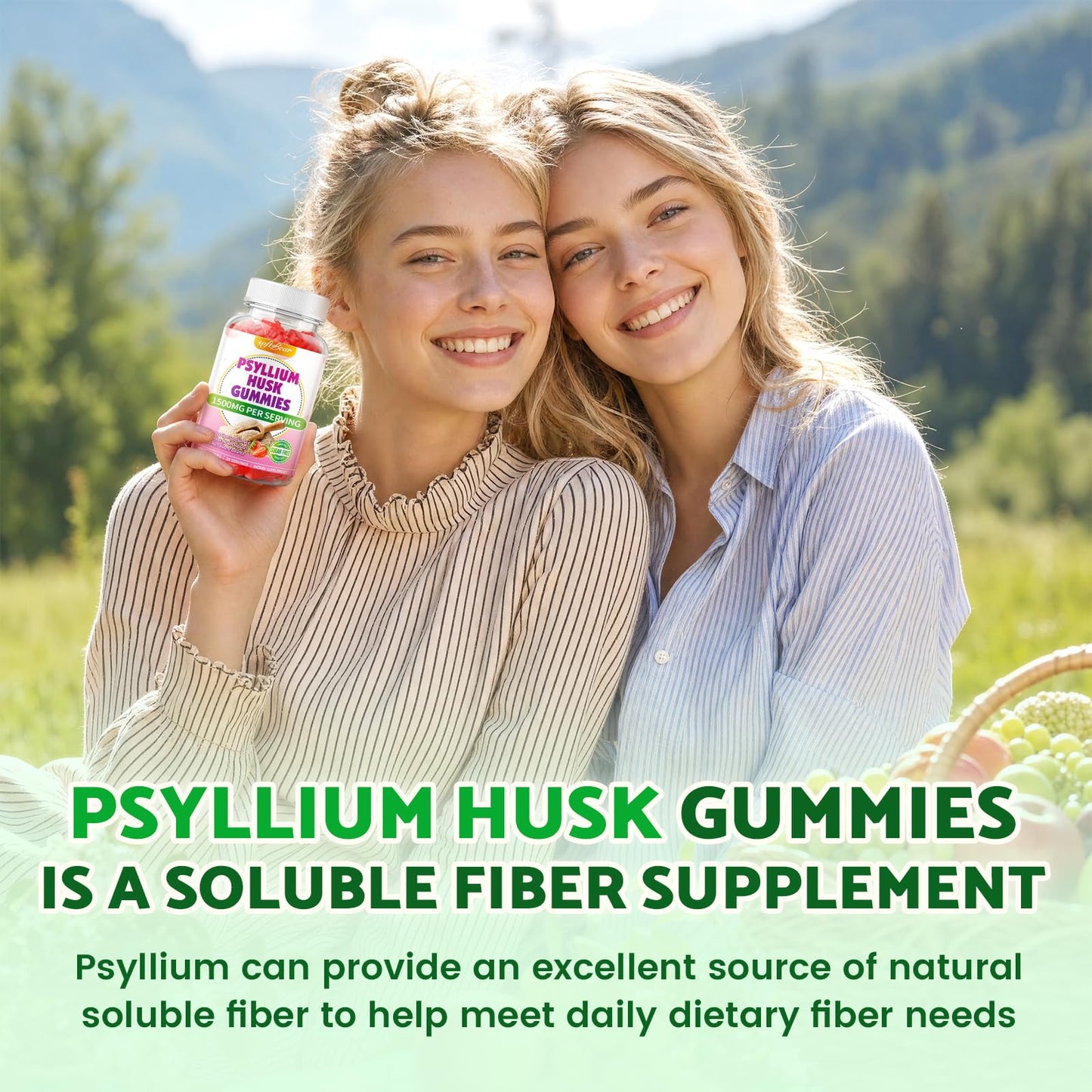 softbear Psyllium Husk Gummies 1500mg, Strawberry Flavor, 120 Count