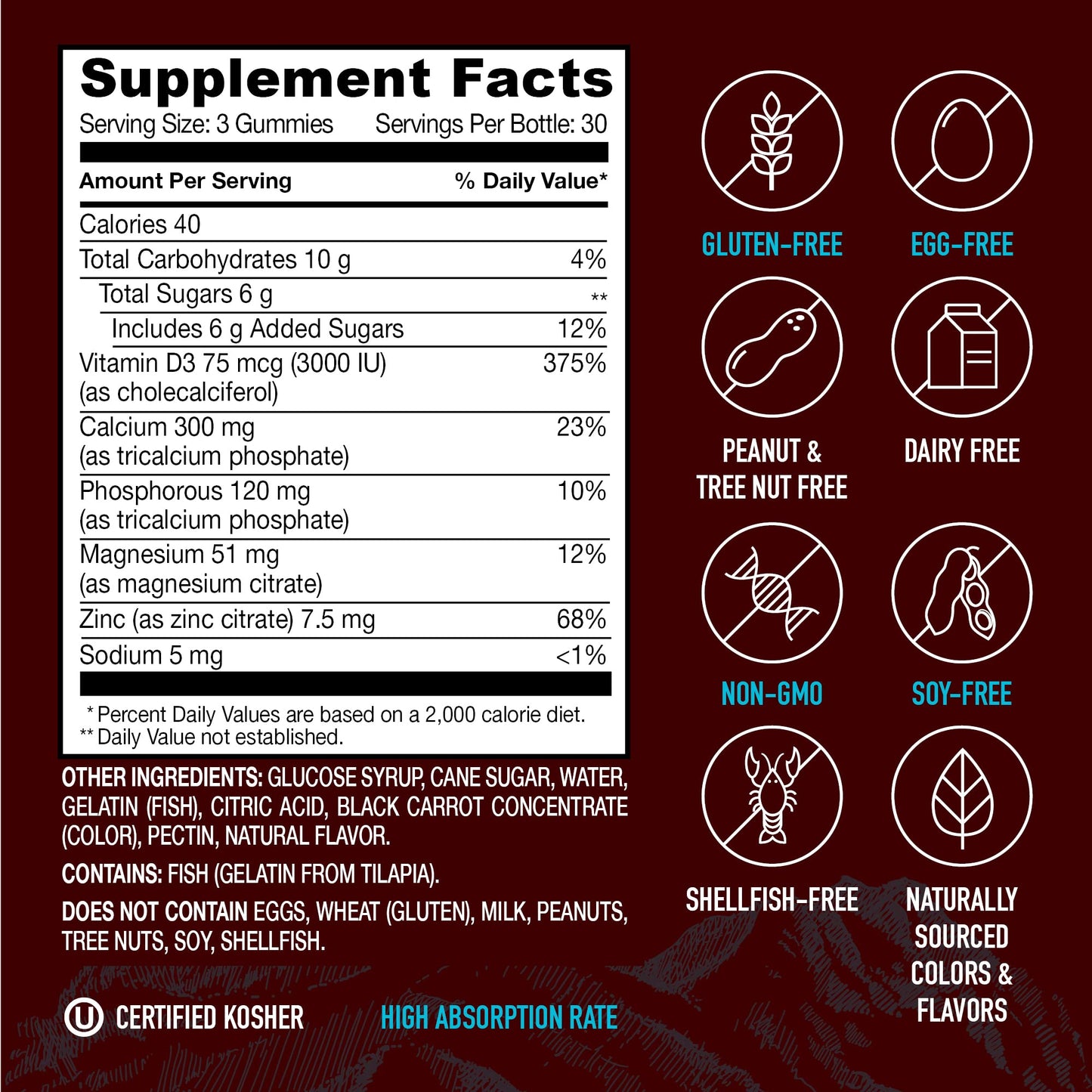 YUM-V'S Calcium, Magnesium, Zinc & Vitamin D Gummies, 90 Count