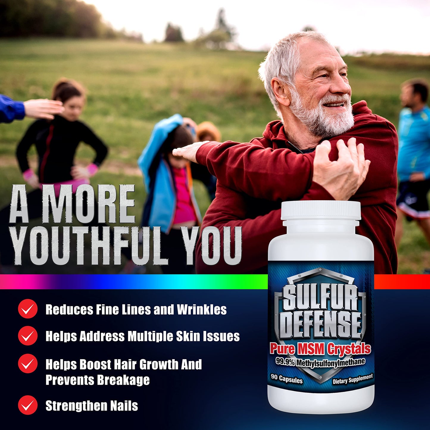 7 Lights Sulfur Defense Opti-MSM 99.9% Pure MSM Capsule, 90 Capsules