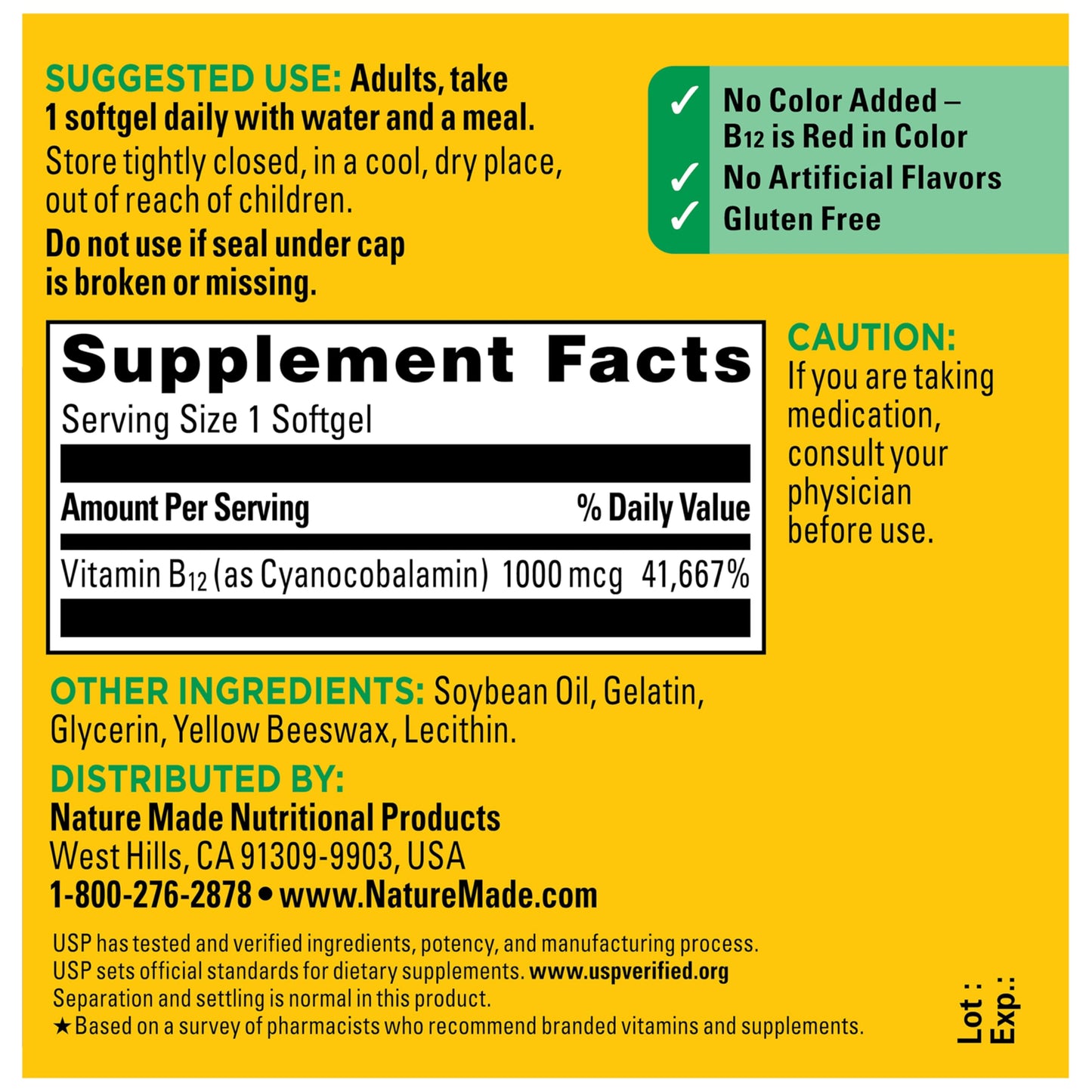 Nature Made Vitamin B12 1000 mcg Softgels, 90 Count