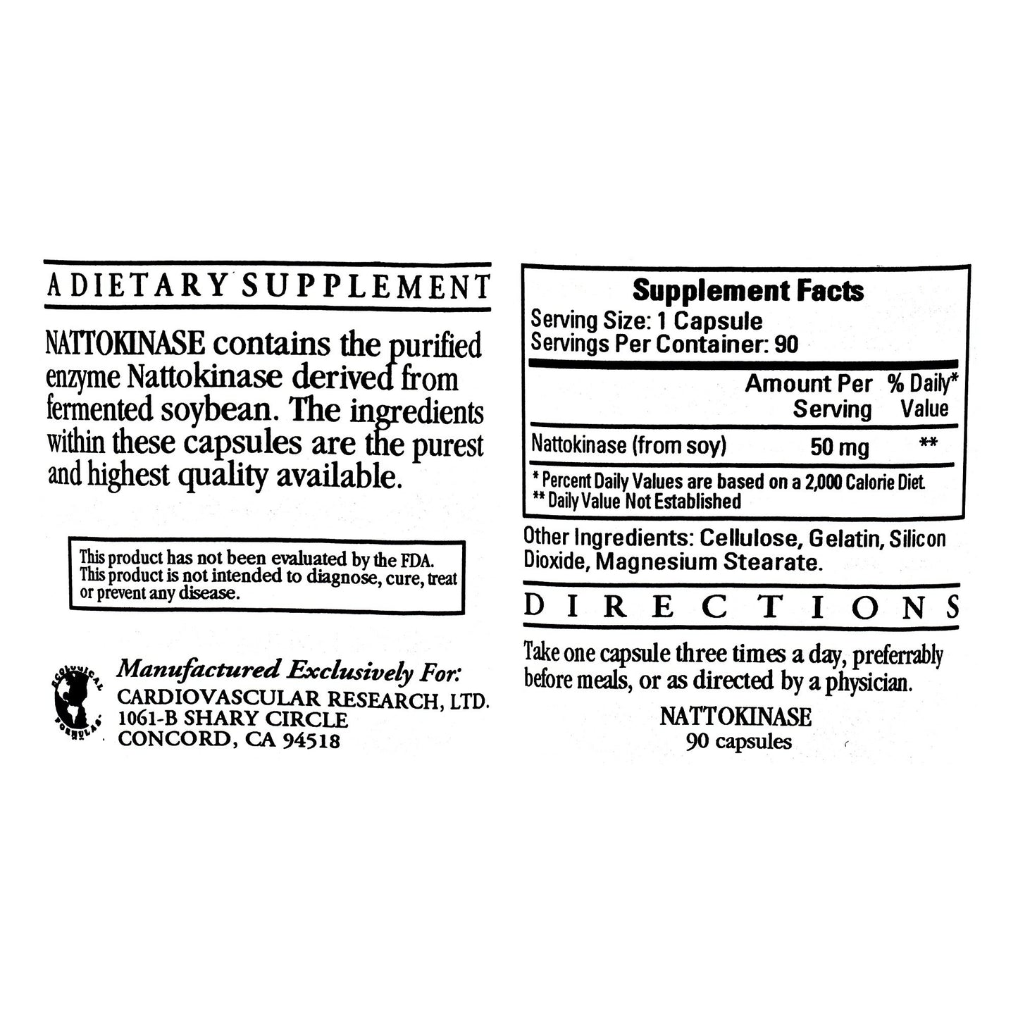 Ecological Formulas Cardiovascular Research Nattokinase 50mg/1000FU Capsule