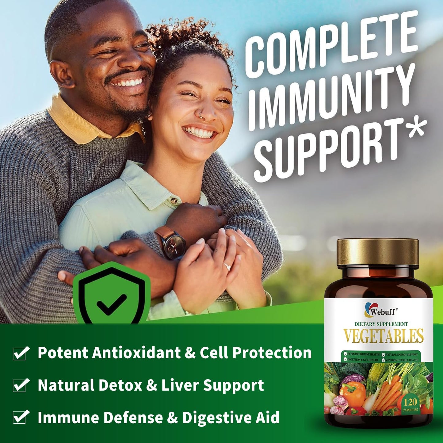 Webuff Fruits & Veggies Supplements Whole Fruit & Vegetable Capsules, 120 Capsules