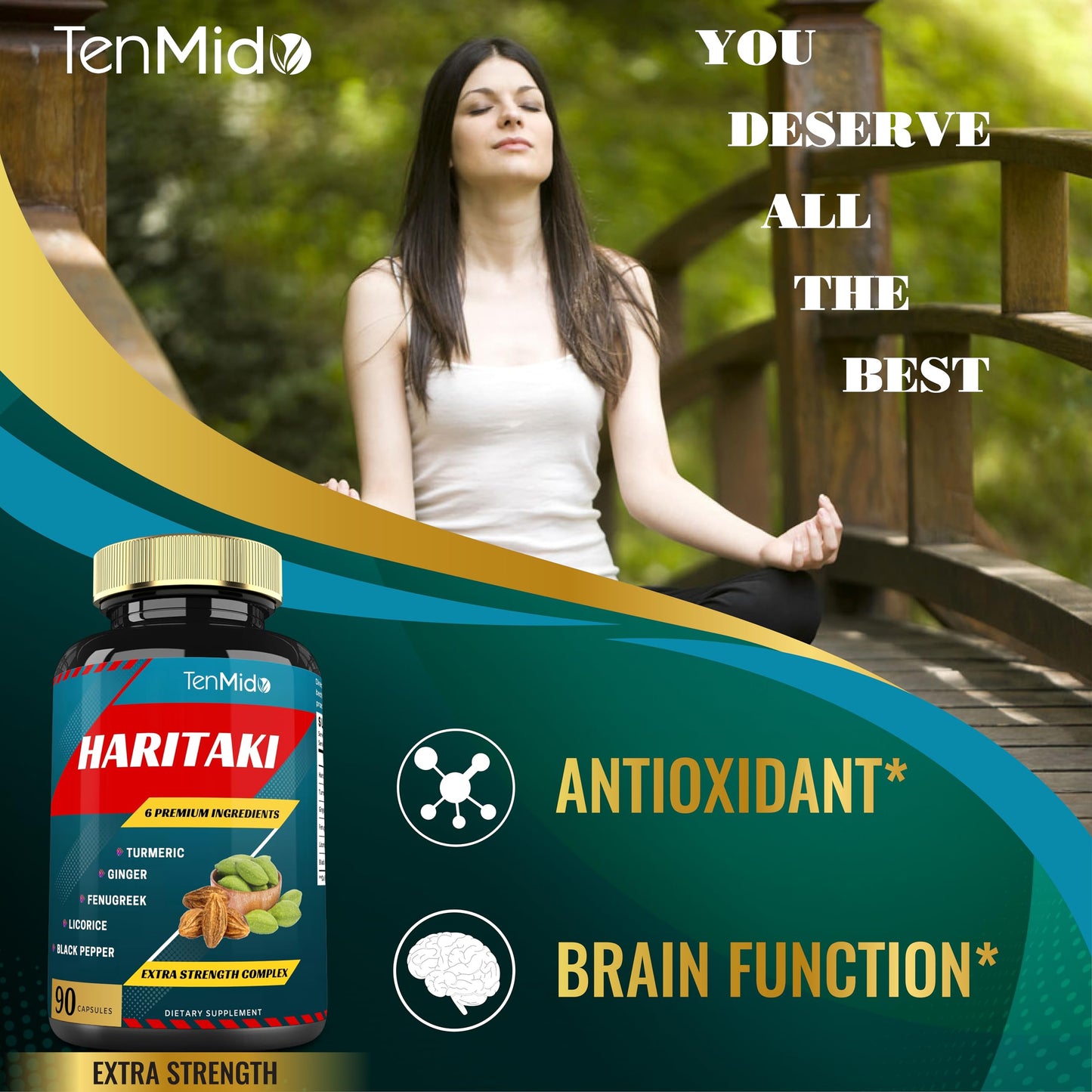 Tenmido Haritaki Supplements Extract Capsules, 90 Count